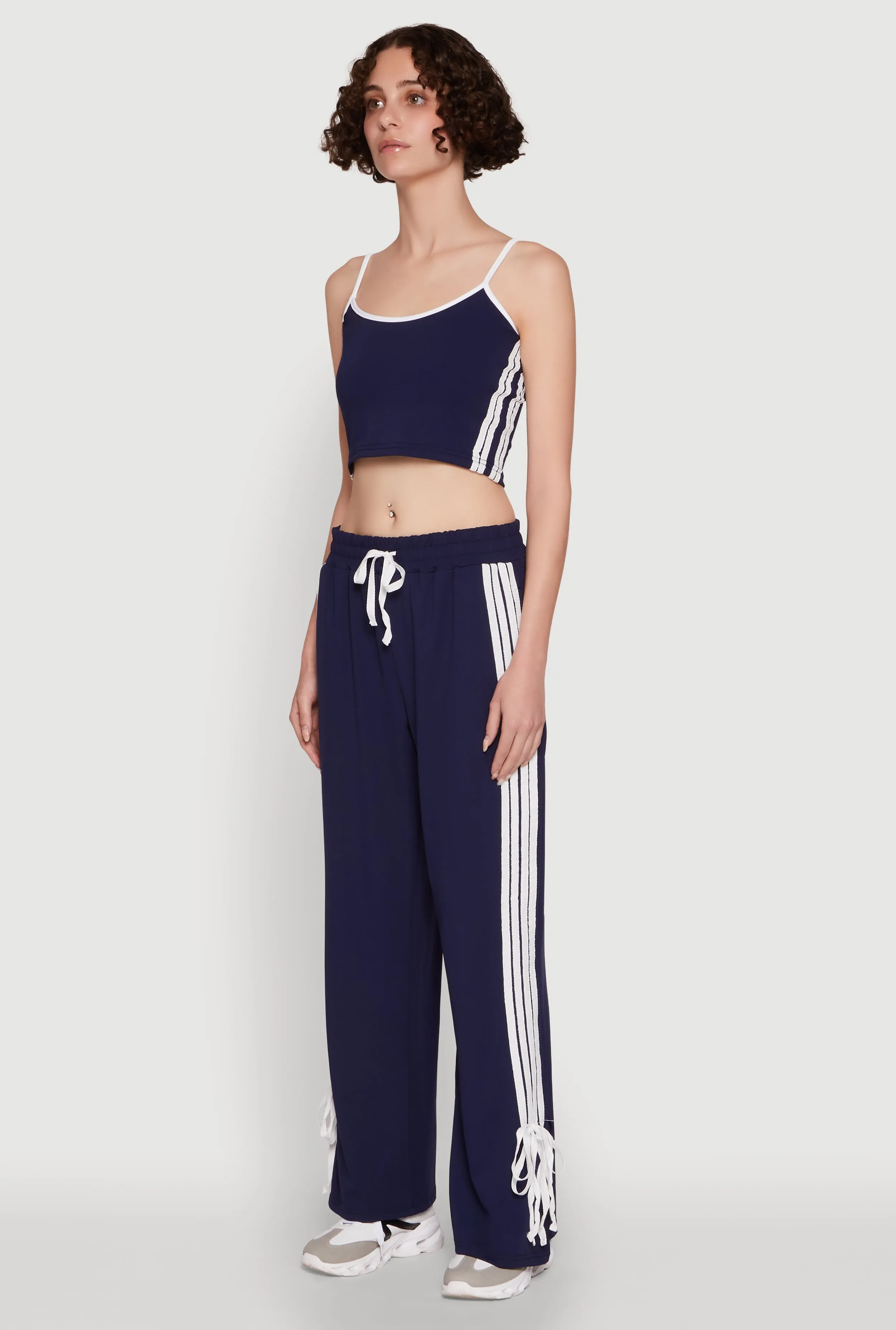 Stylish Contrast Trim Cropped Cami with Varsity Stripes sold by Rainbow product image thumbnail 5
