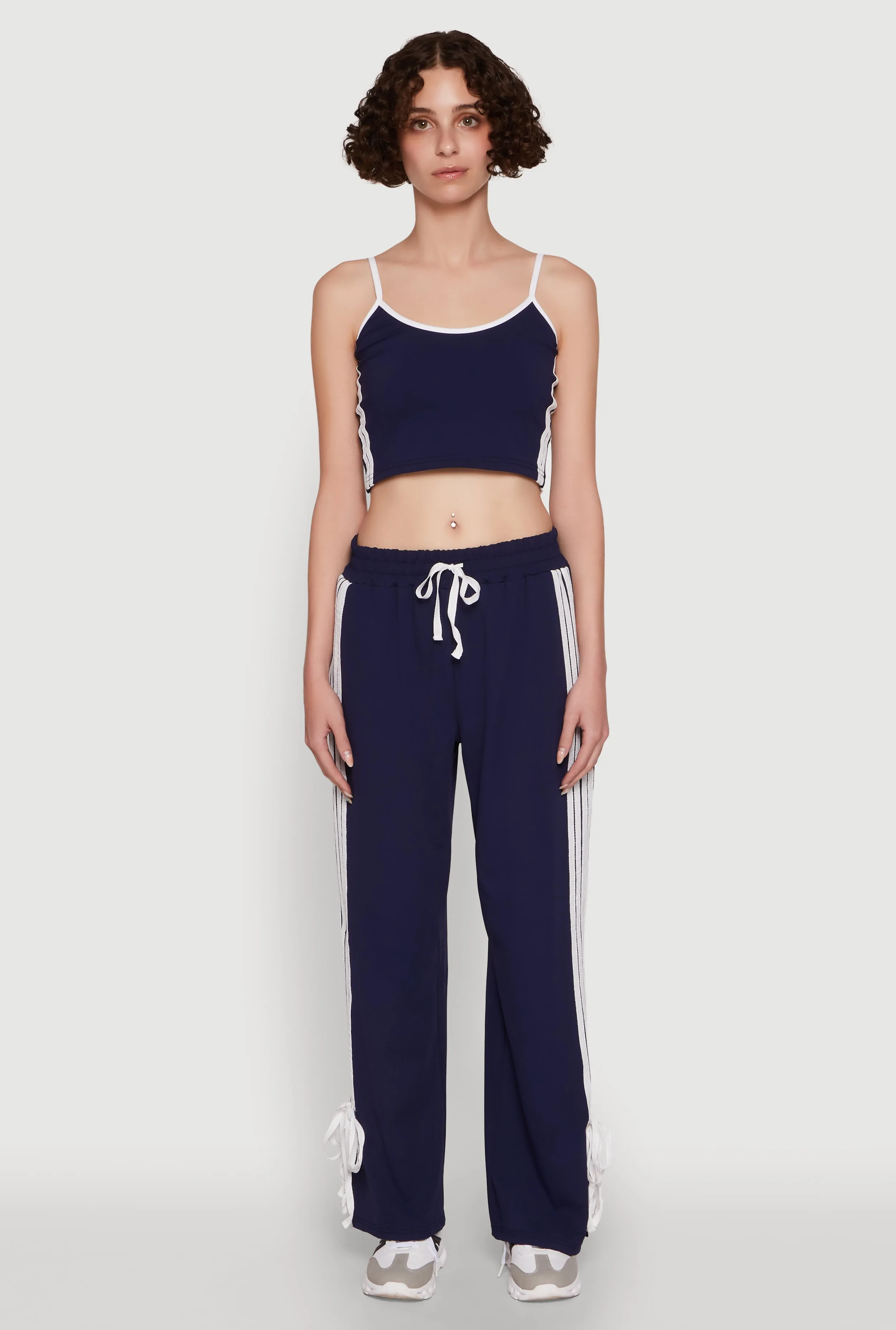 Stylish Contrast Trim Cropped Cami with Varsity Stripes sold by Rainbow product image thumbnail 2