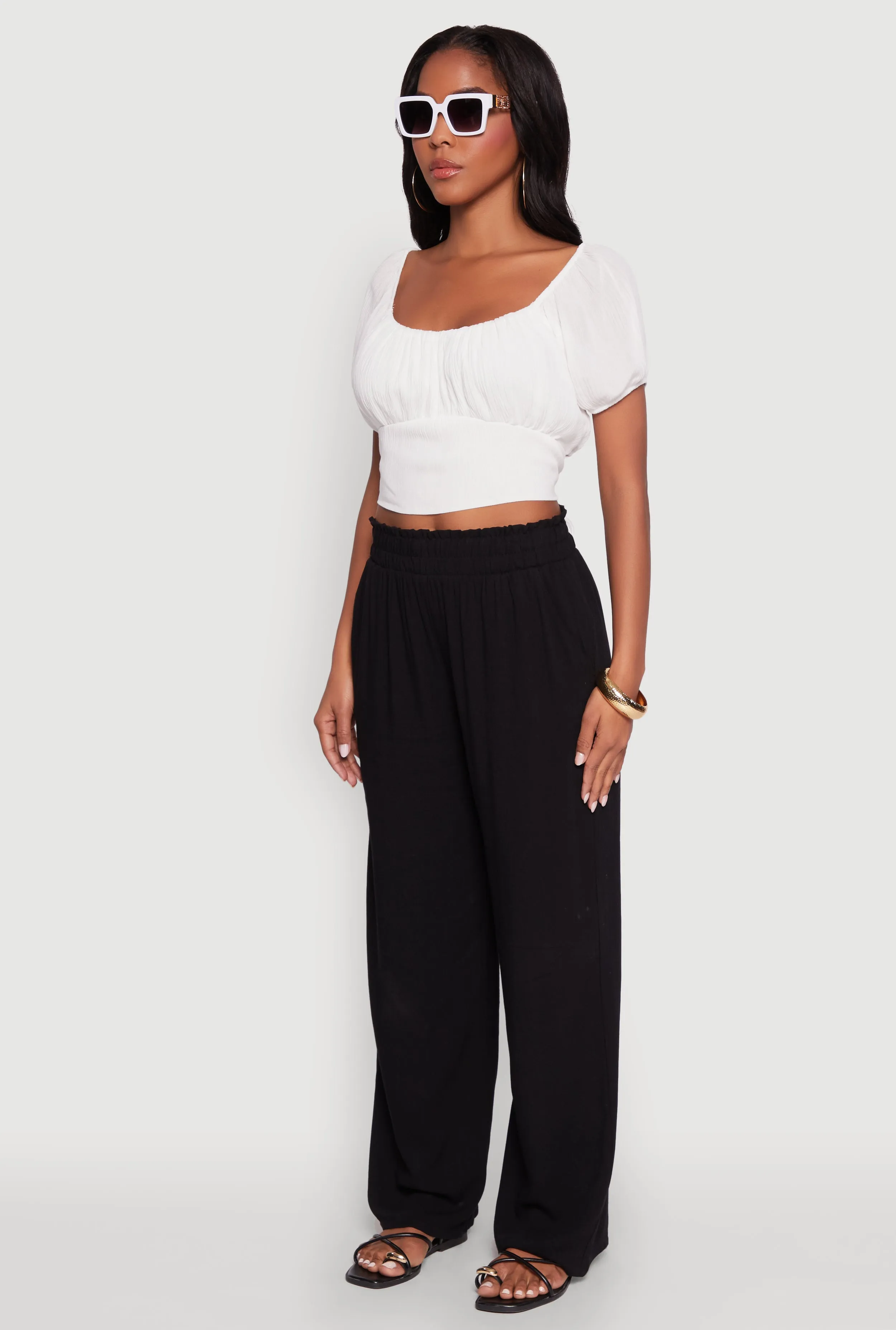 Peasant Top with Puff Sleeves and Scoop Neck sold by Rainbow product image thumbnail 5