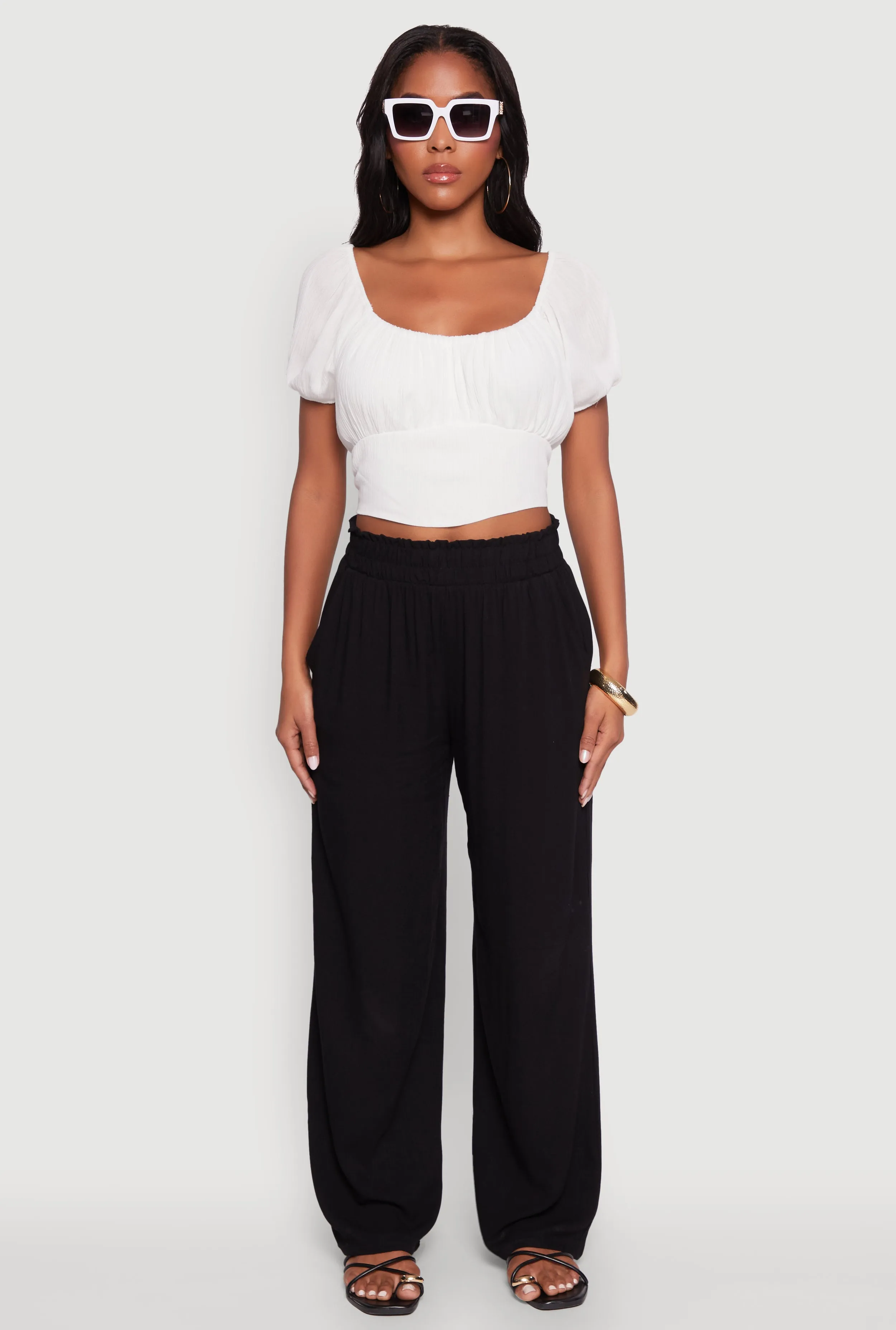 Peasant Top with Puff Sleeves and Scoop Neck sold by Rainbow product image thumbnail 3