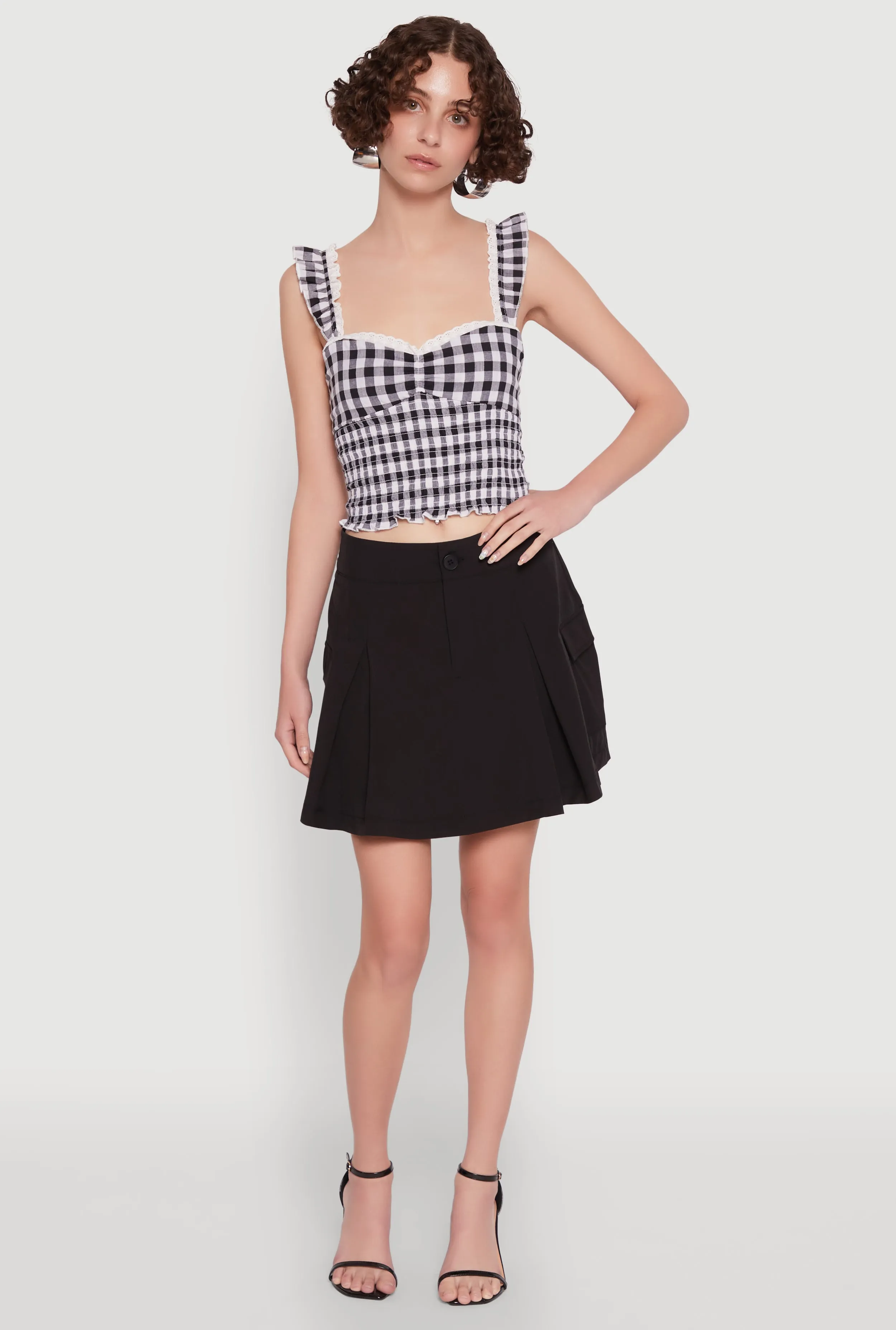 Trendy High Waisted Pleated Skort with Cargo Pockets sold by Rainbow