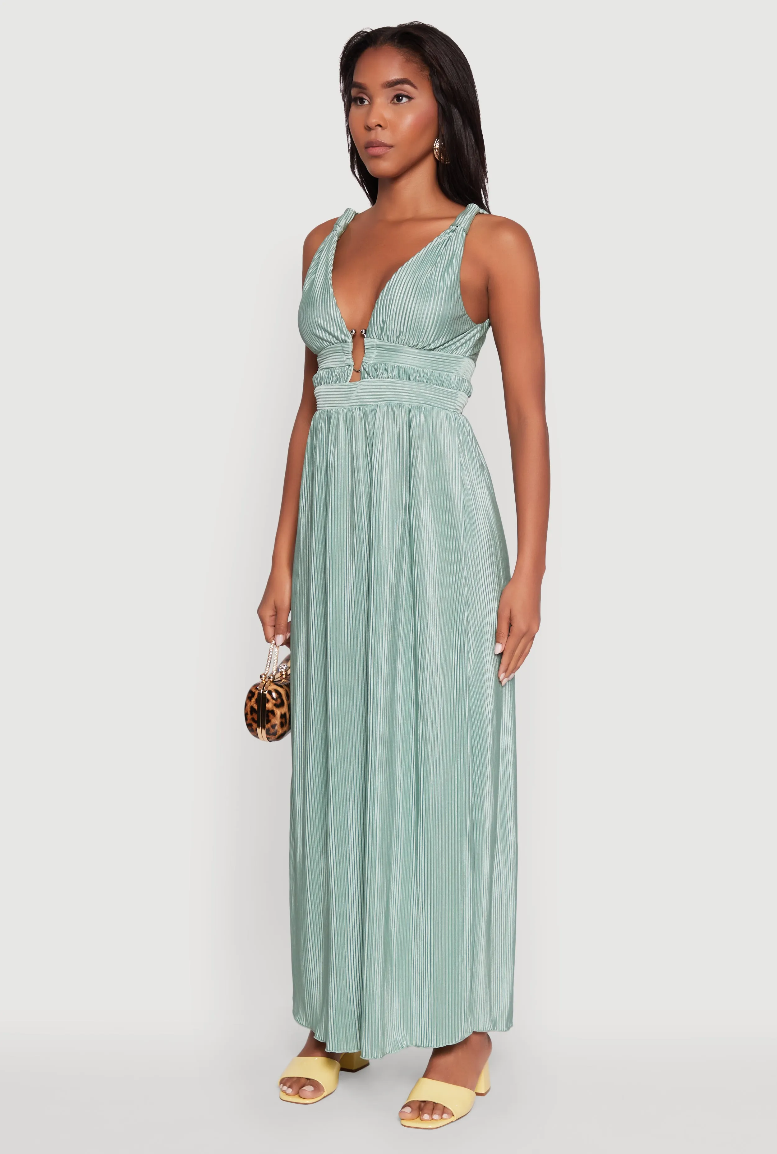 Elegant Sleeveless Plisse Empire Waist Dress sold by Rainbow product image thumbnail 3