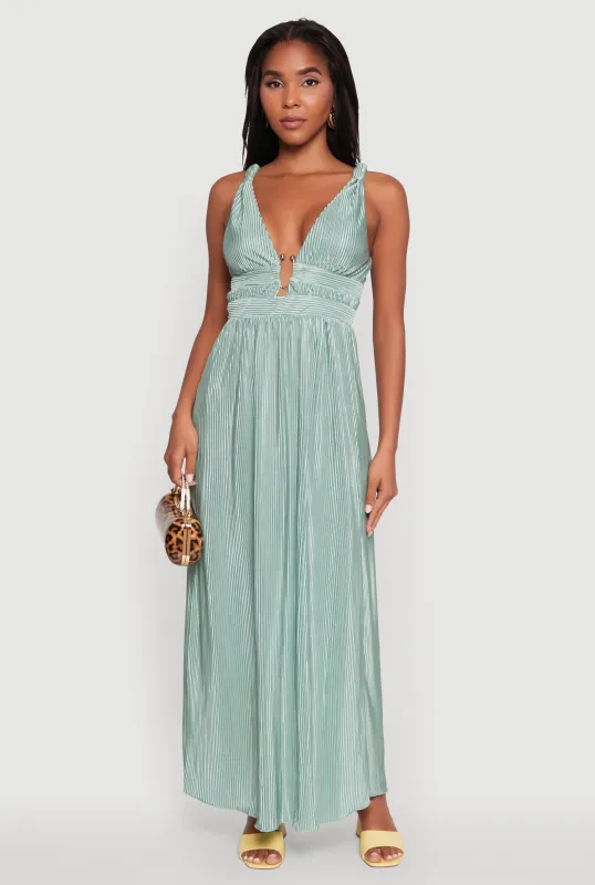 Elegant Sleeveless Plisse Empire Waist Dress sold by Rainbow