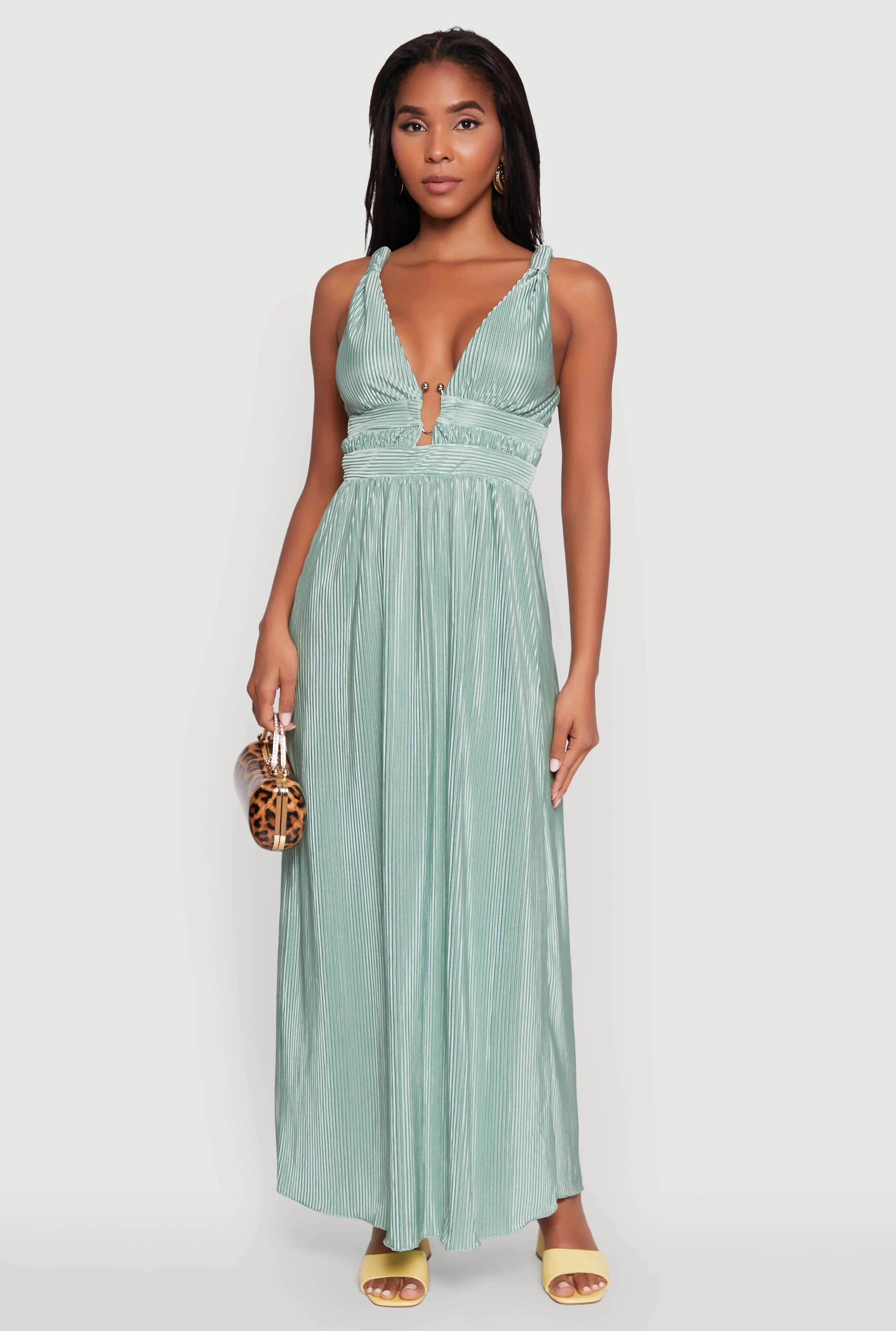 Elegant Sleeveless Plisse Empire Waist Dress sold by Rainbow