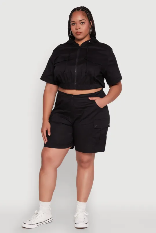 Plus Size Stylish High Waisted Cargo Shorts sold by Rainbow