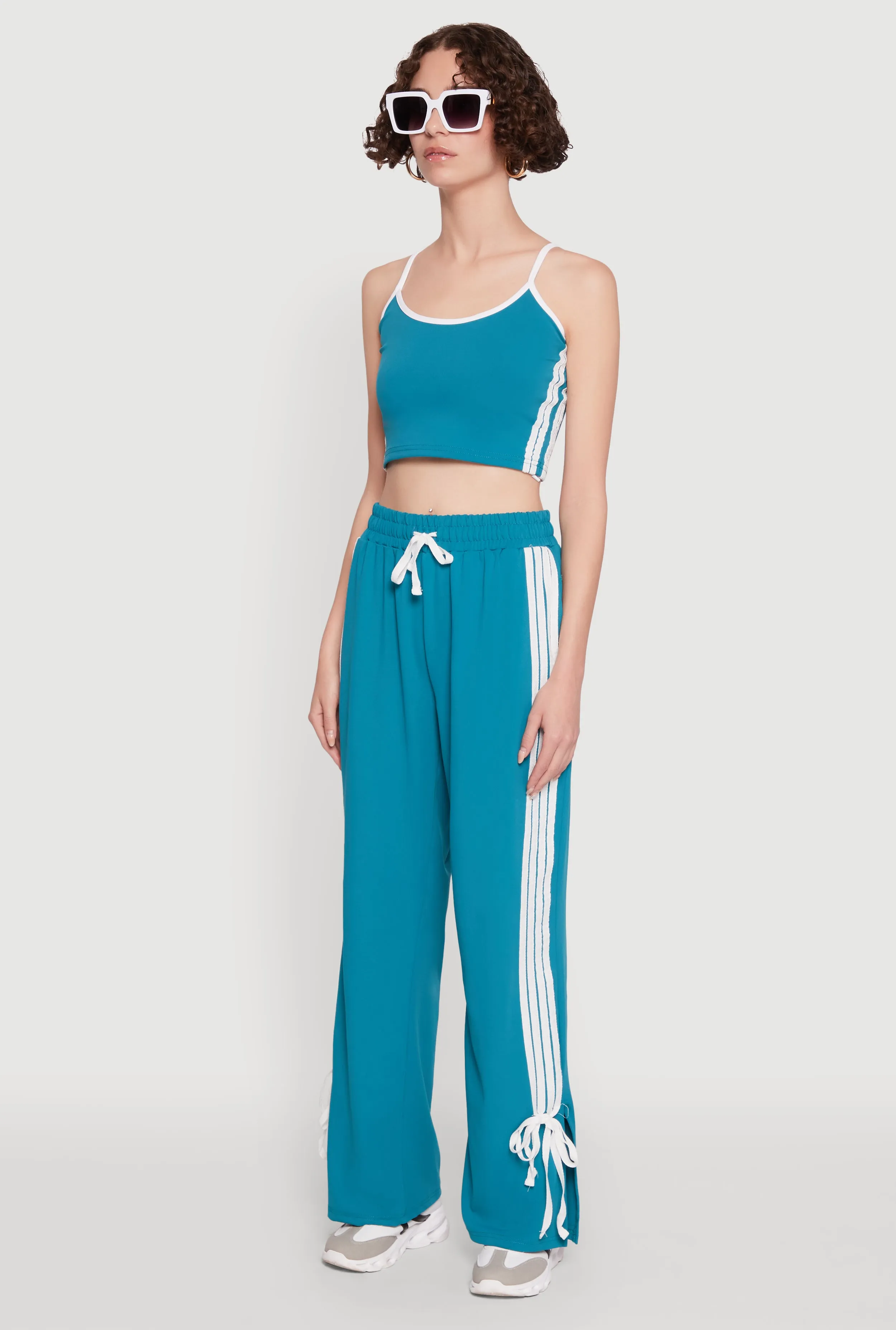 Stylish Contrast Trim Cropped Cami with Varsity Stripes sold by Rainbow product image thumbnail 5