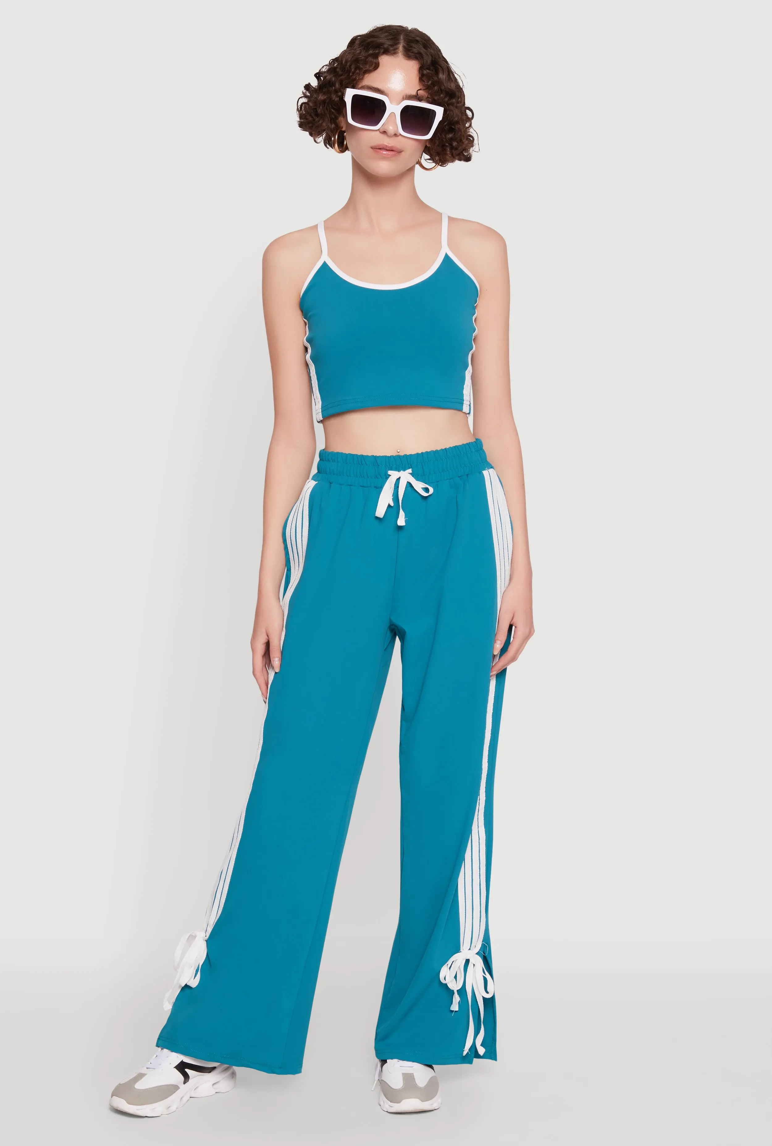 Stylish Contrast Trim Cropped Cami with Varsity Stripes sold by Rainbow product image thumbnail 2