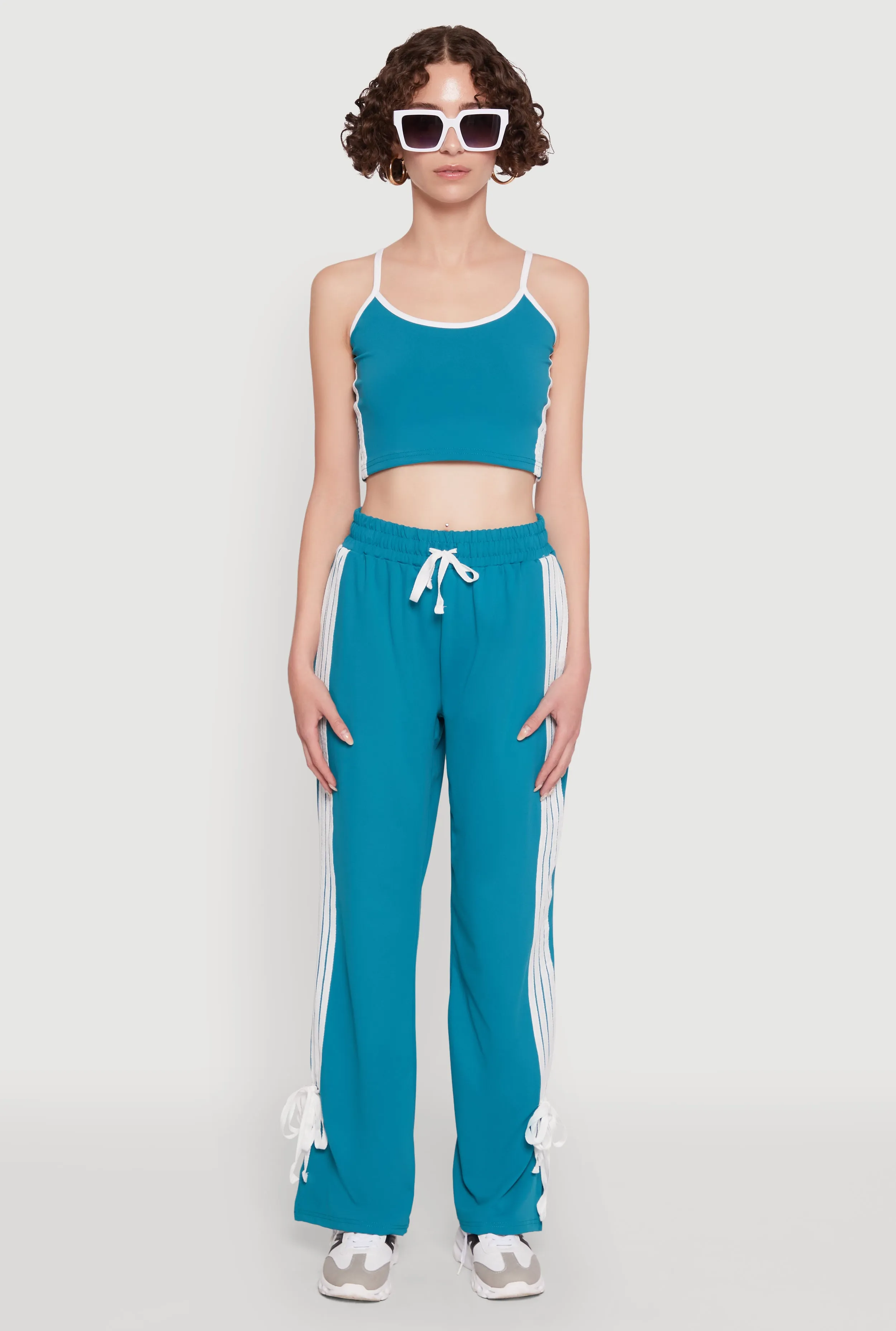 Stylish Contrast Trim Cropped Cami with Varsity Stripes sold by Rainbow product image thumbnail 3