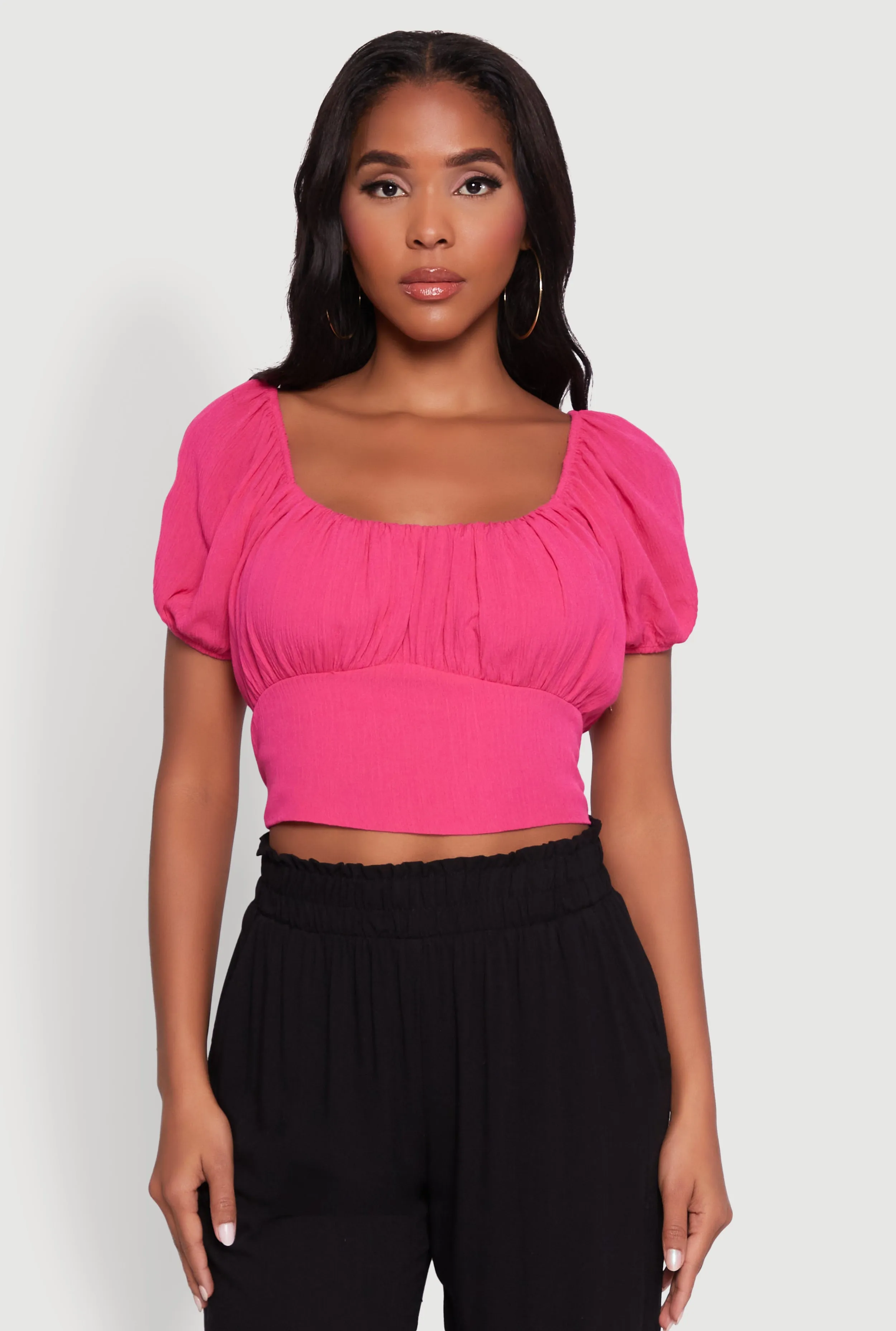 Peasant Top with Puff Sleeves and Scoop Neck sold by Rainbow product image thumbnail 2