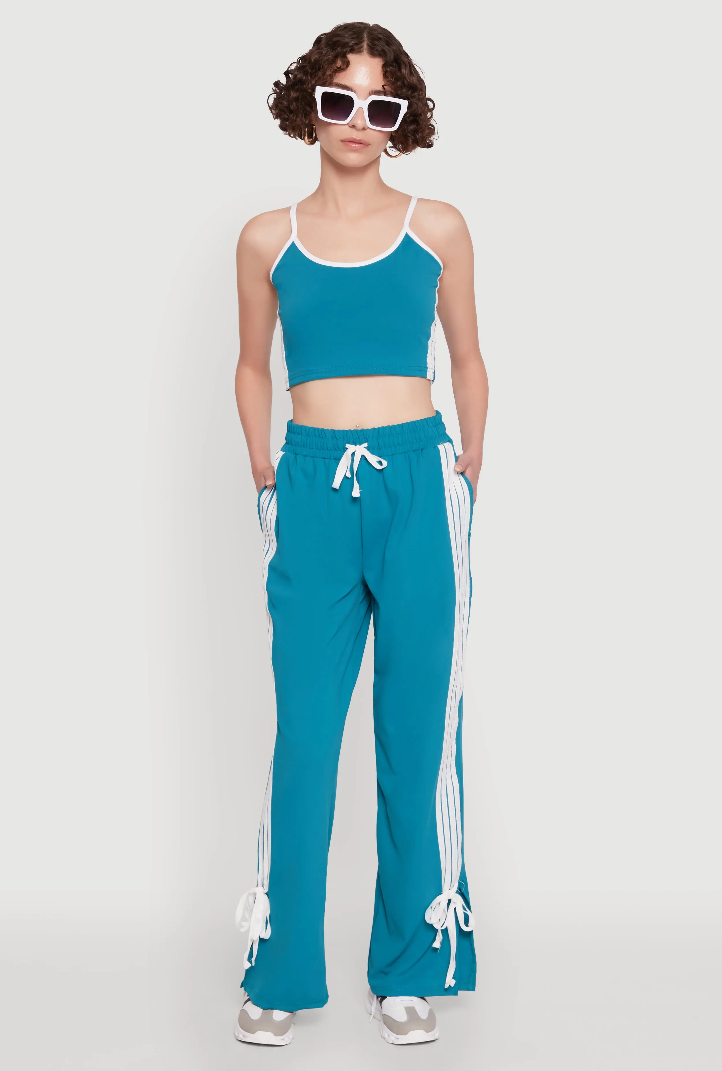 Stylish Varsity Stripe Active Pants with Side Slits sold by Rainbow