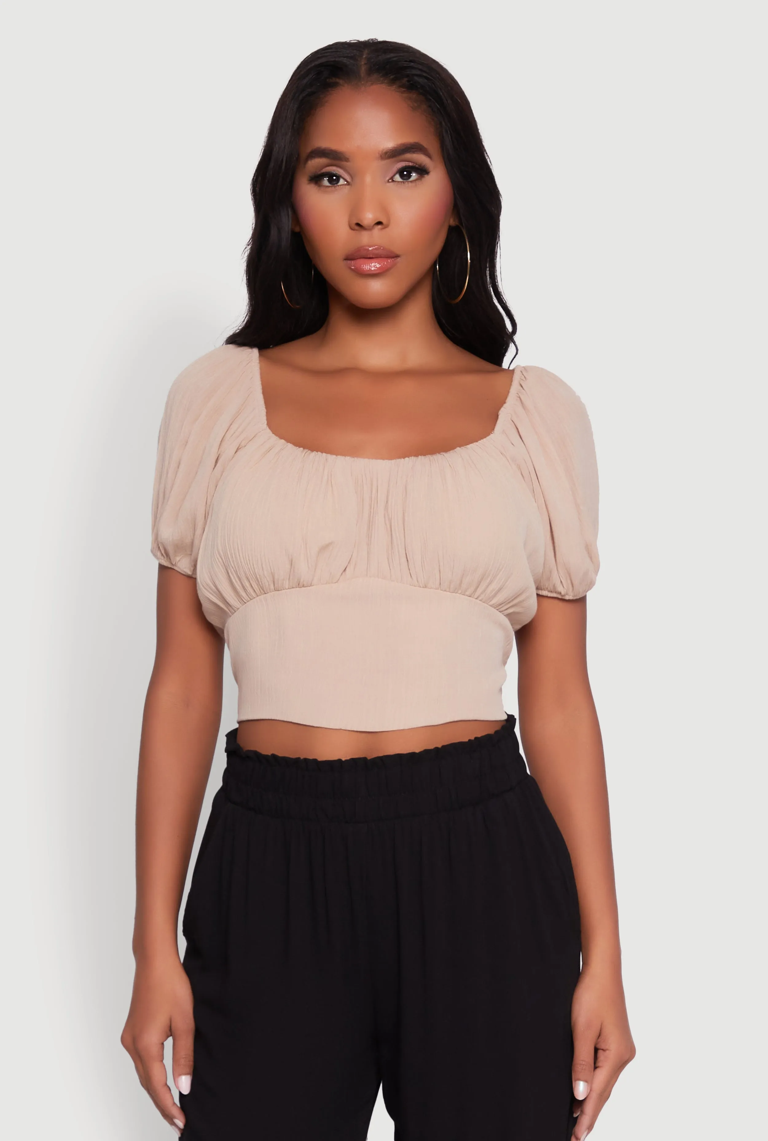 Peasant Top with Puff Sleeves and Scoop Neck sold by Rainbow product image thumbnail 2