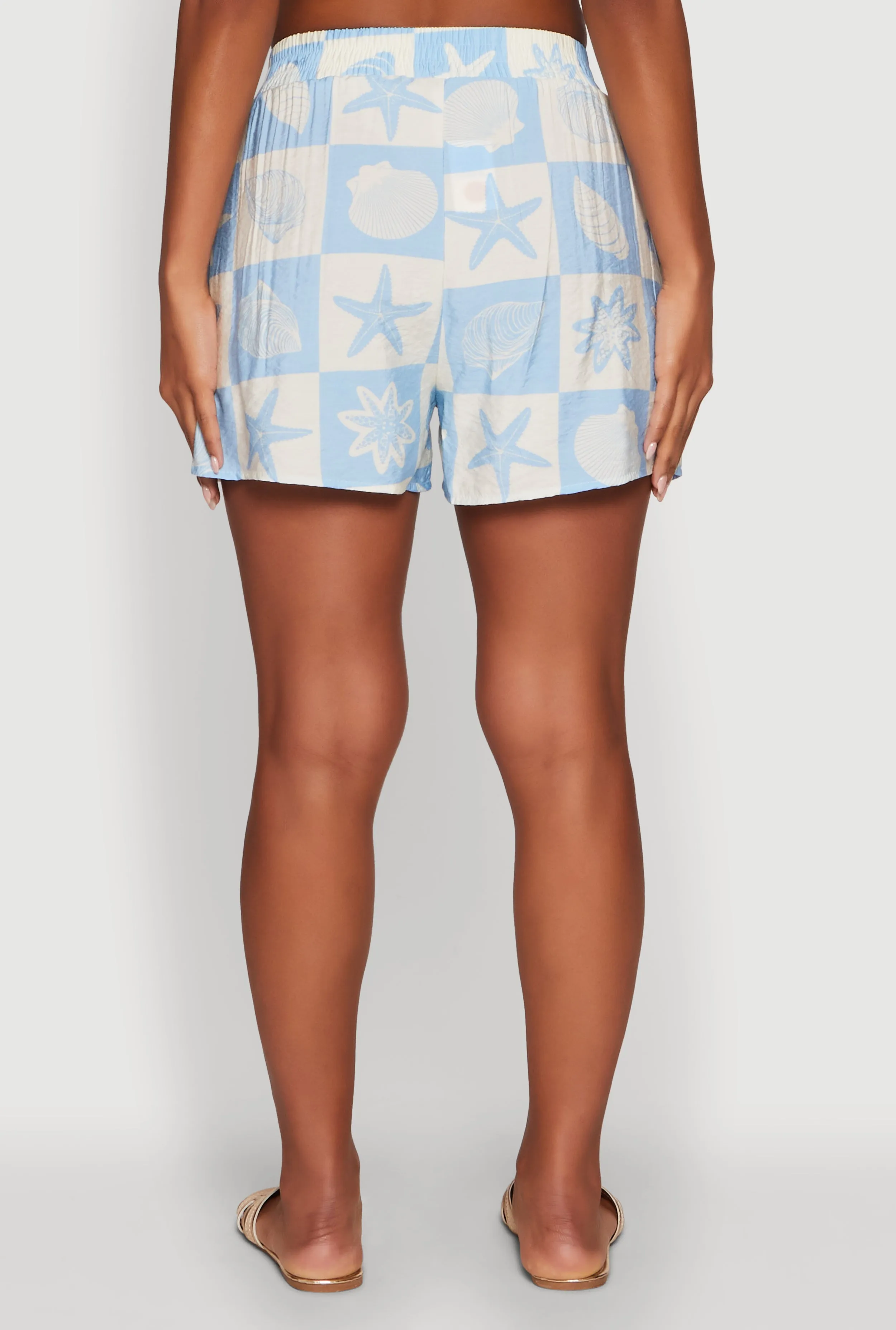 Trendy Crepe Knit High Waisted Beach Print Shorts sold by Rainbow product image thumbnail 5