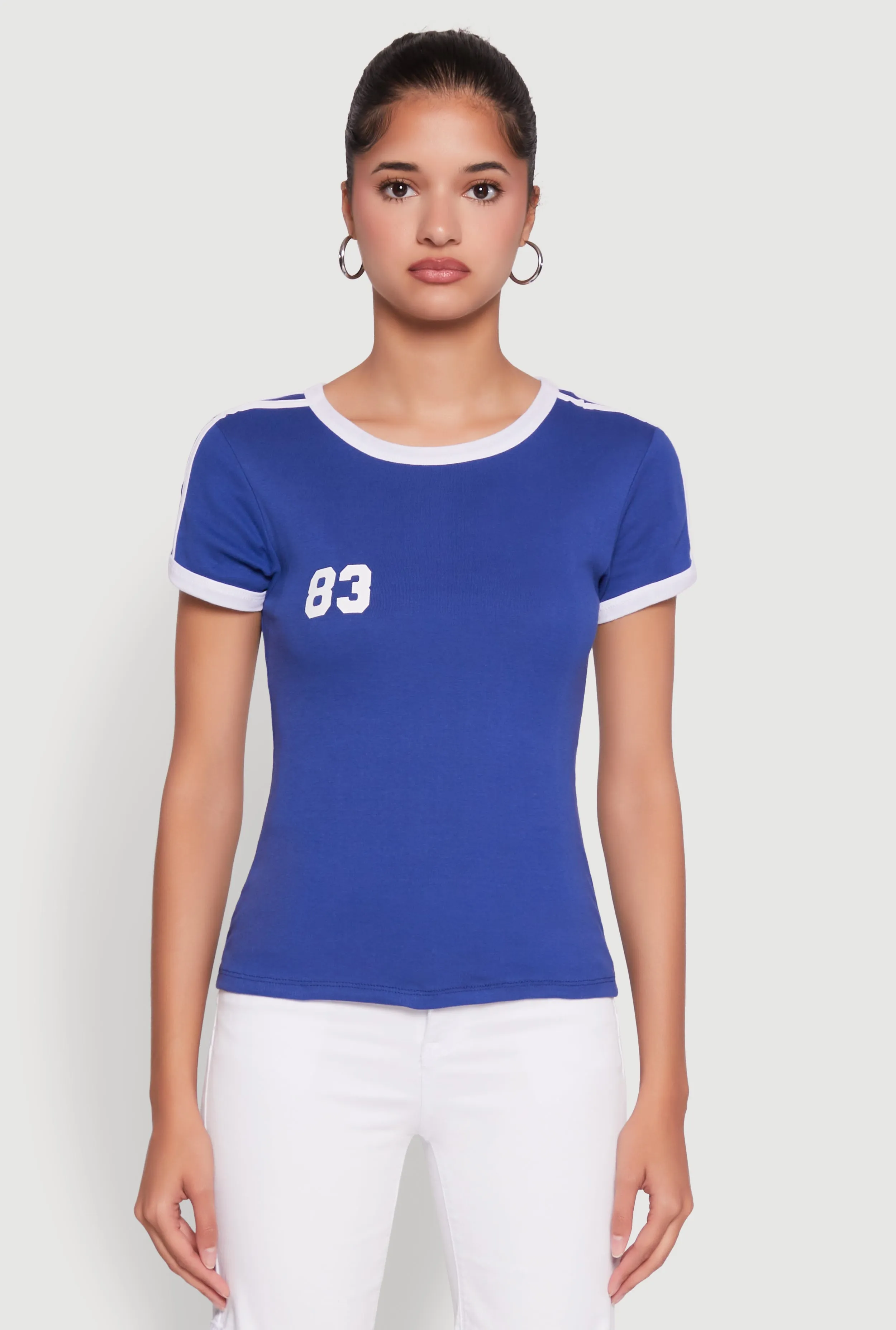Stylish 83 Graphic Contrast Trim Cotton Jersey Tee sold by Rainbow product image thumbnail 2