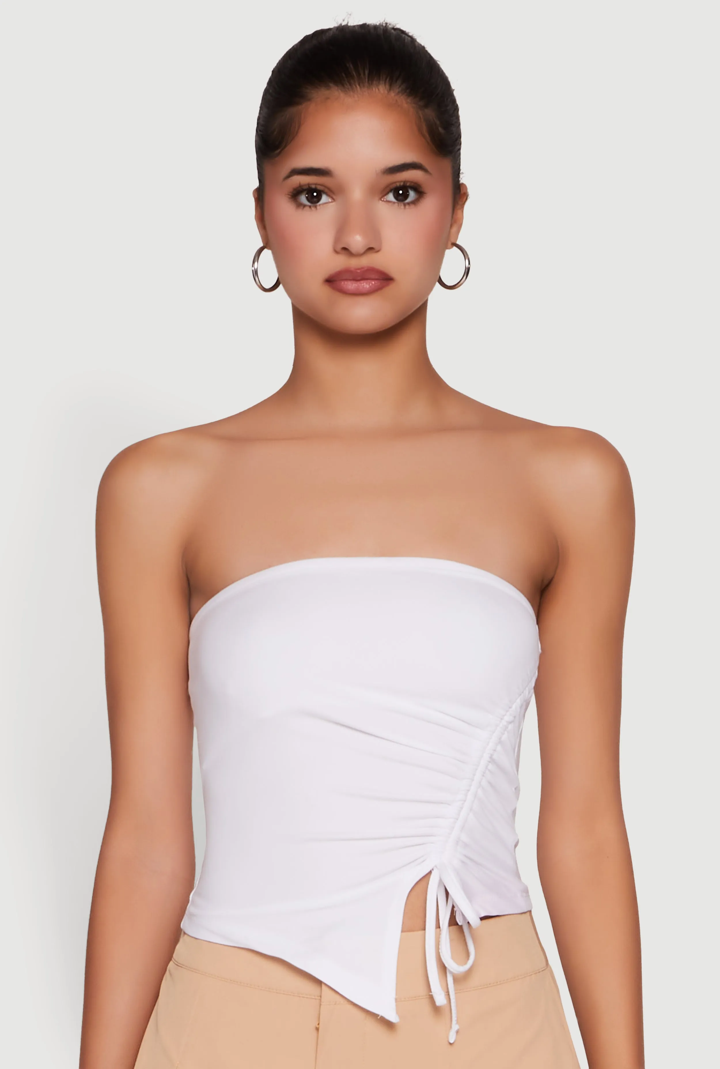 Chic Tube Top with Ruching and Asymmetrical Design sold by Rainbow product image thumbnail 2