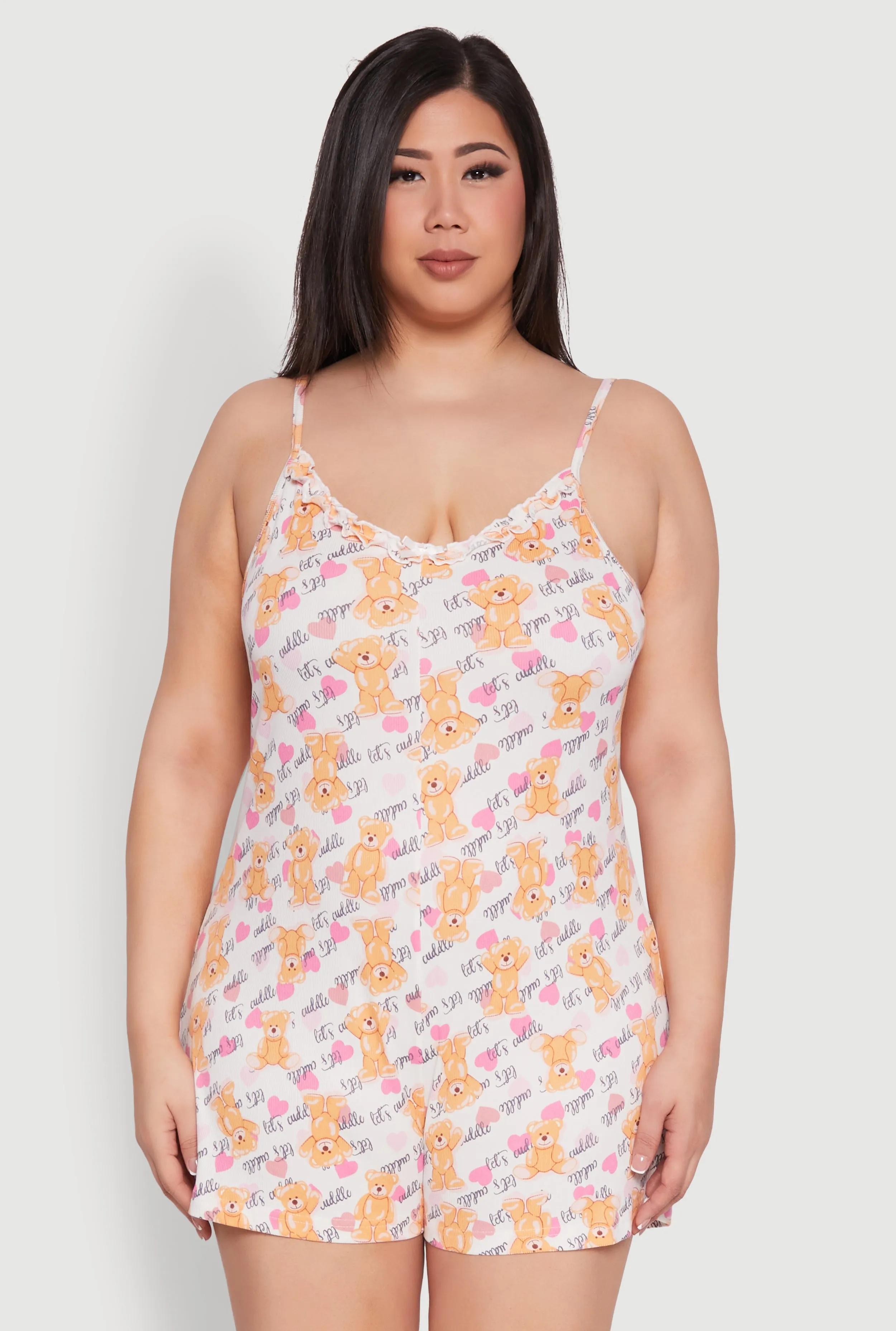Plus Size Lets Cuddle Teddy Bear Pajama Romper sold by Rainbow product image thumbnail 2