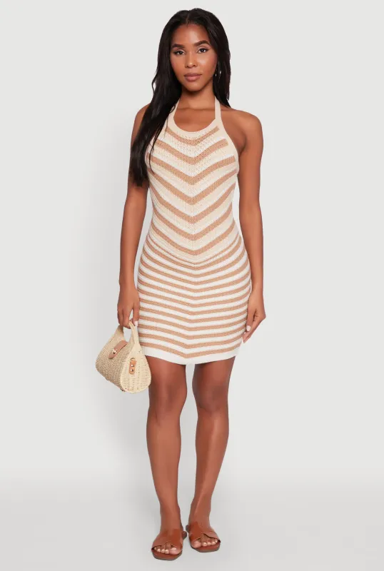 Trendy Crochet Chevron Halter Bodycon Dress sold by Rainbow