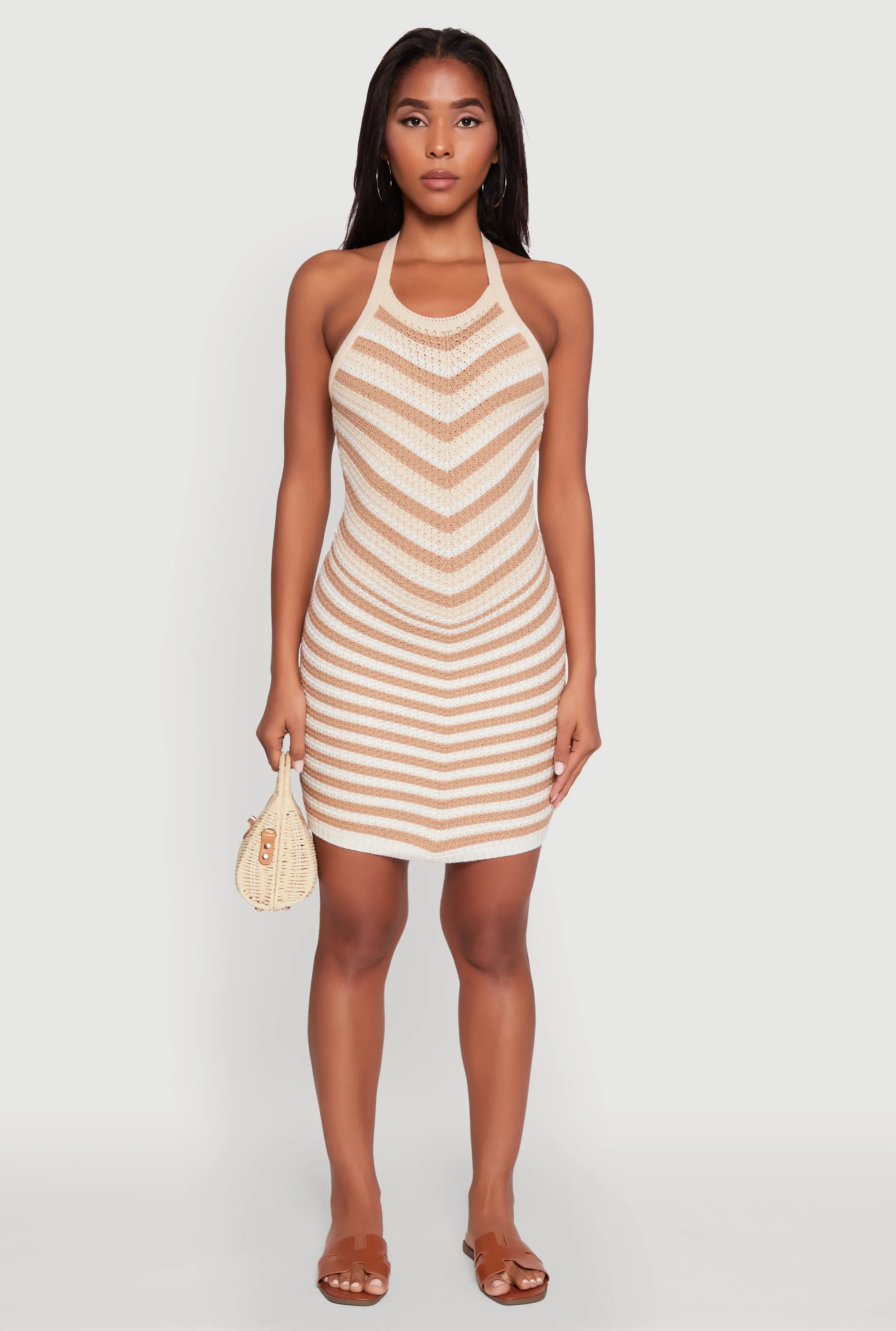 Trendy Crochet Chevron Halter Bodycon Dress sold by Rainbow product image thumbnail 2