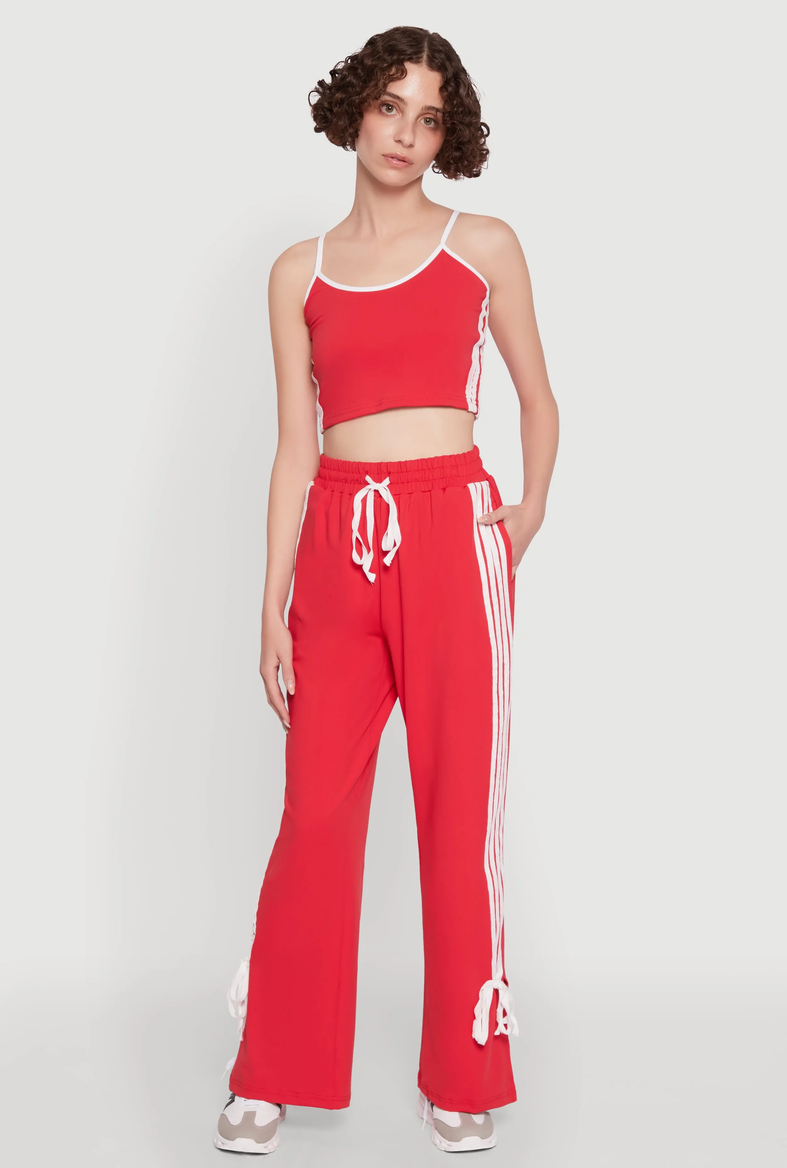 Stylish Varsity Stripe Active Pants with Side Slits sold by Rainbow