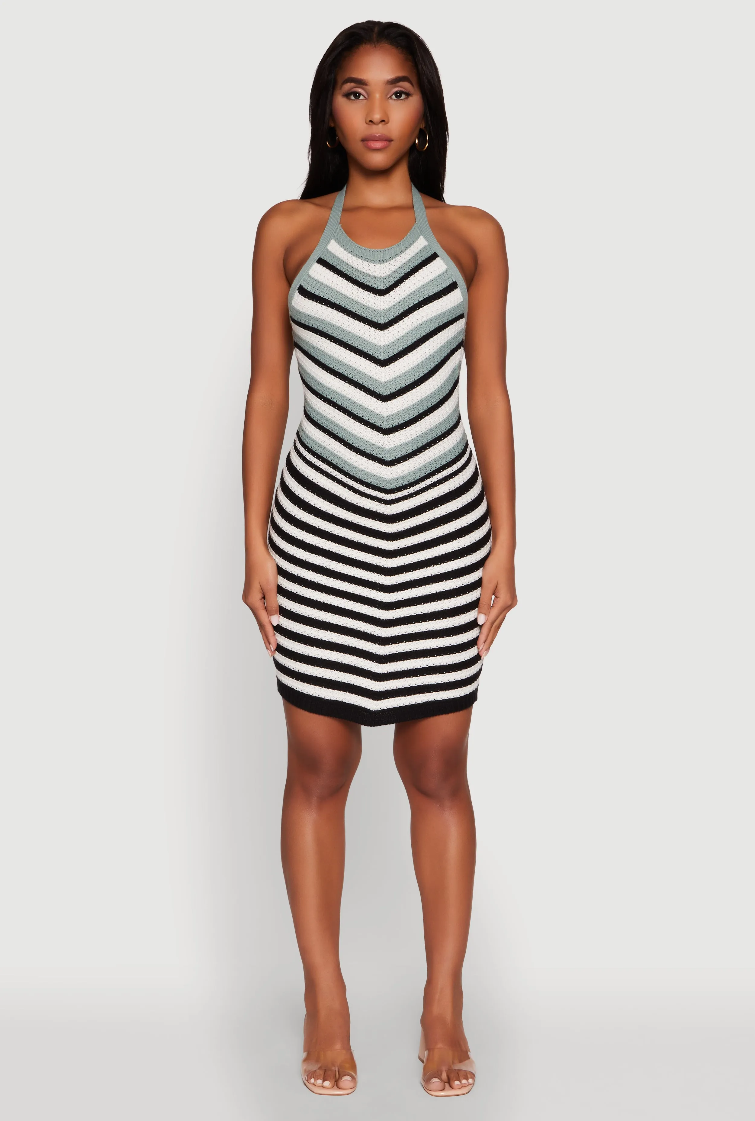 Trendy Crochet Chevron Halter Bodycon Dress sold by Rainbow