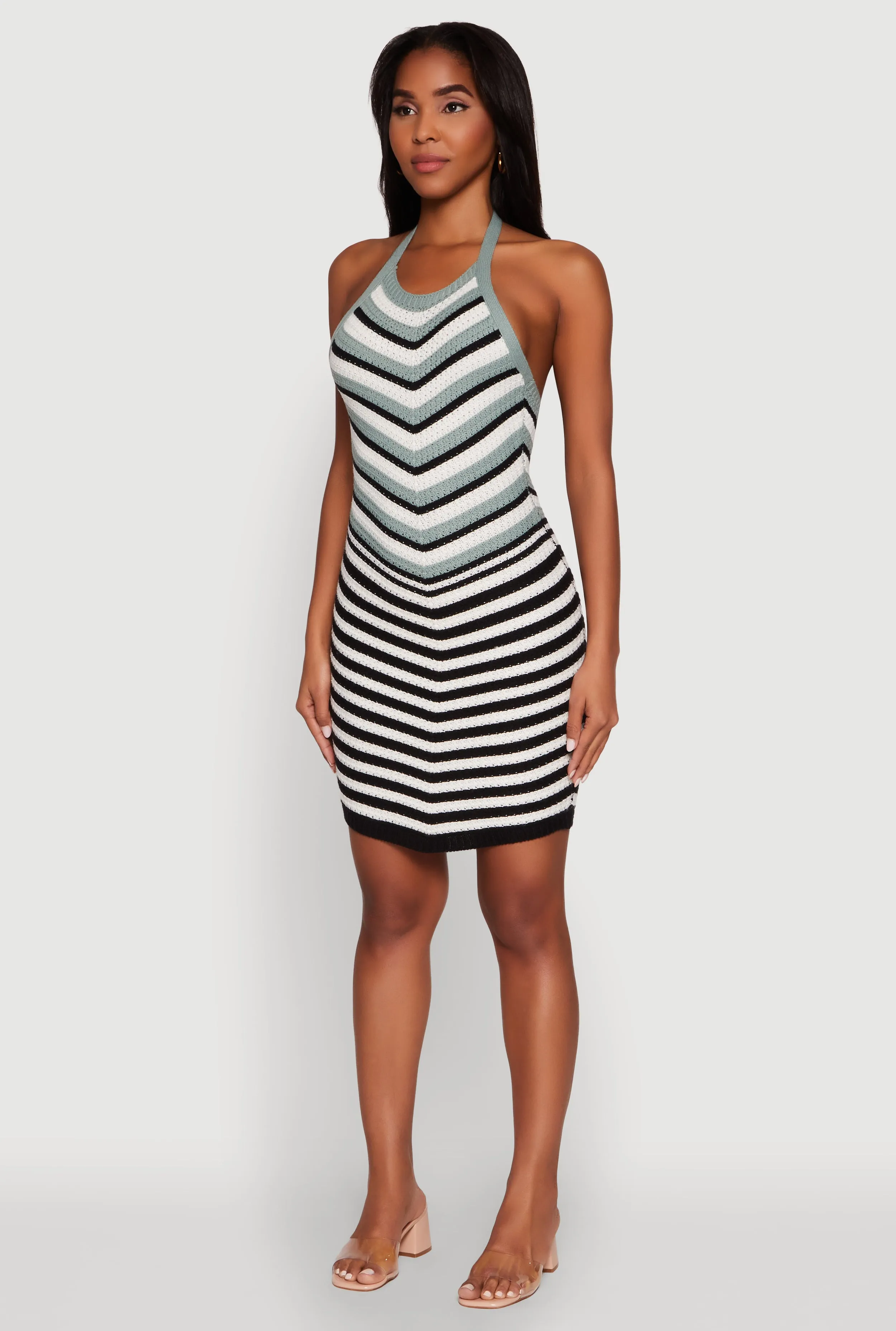 Trendy Crochet Chevron Halter Bodycon Dress sold by Rainbow product image thumbnail 3