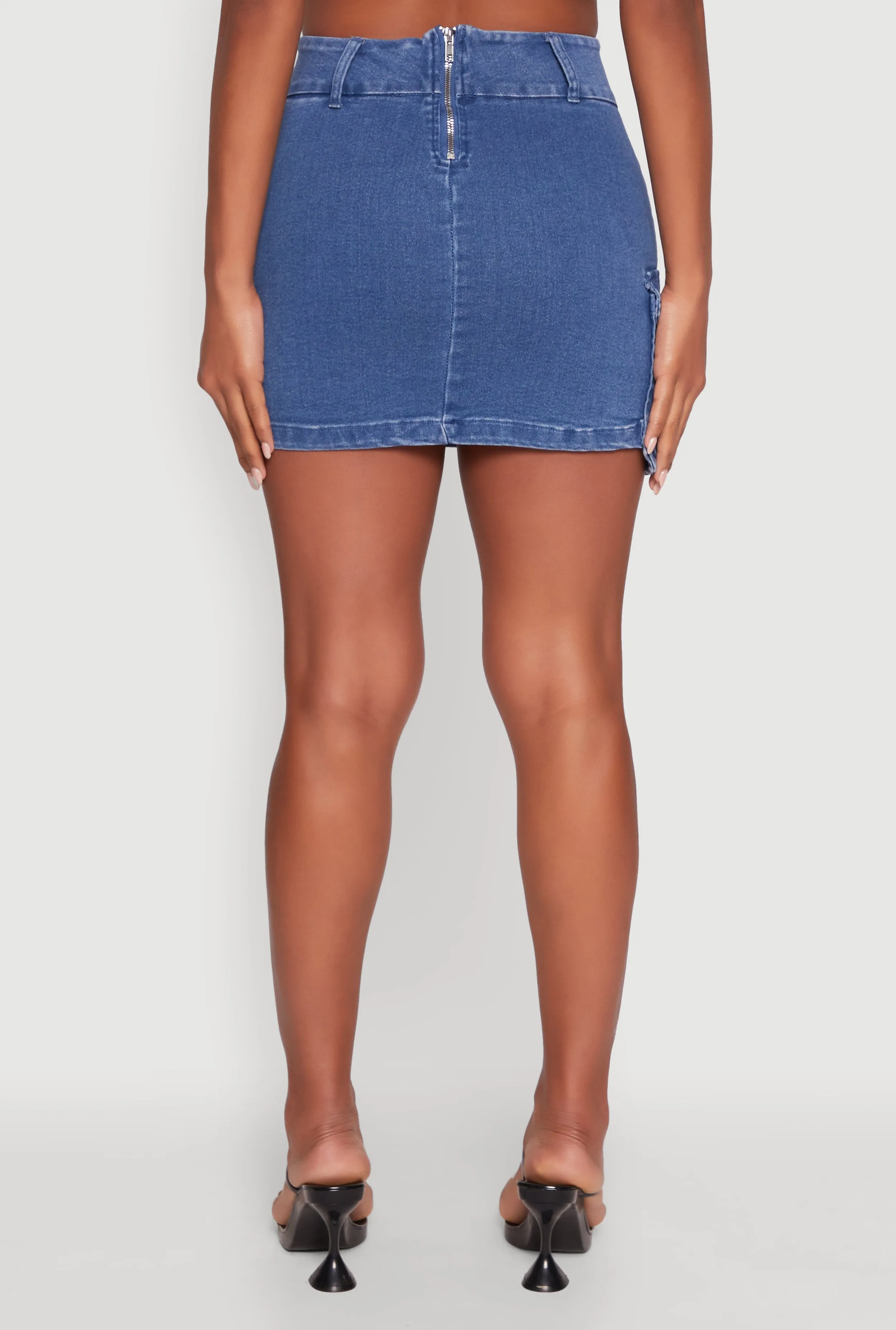 High Waisted Mini Skirt with Cargo Pocket and Zip Back sold by Rainbow product image thumbnail 5