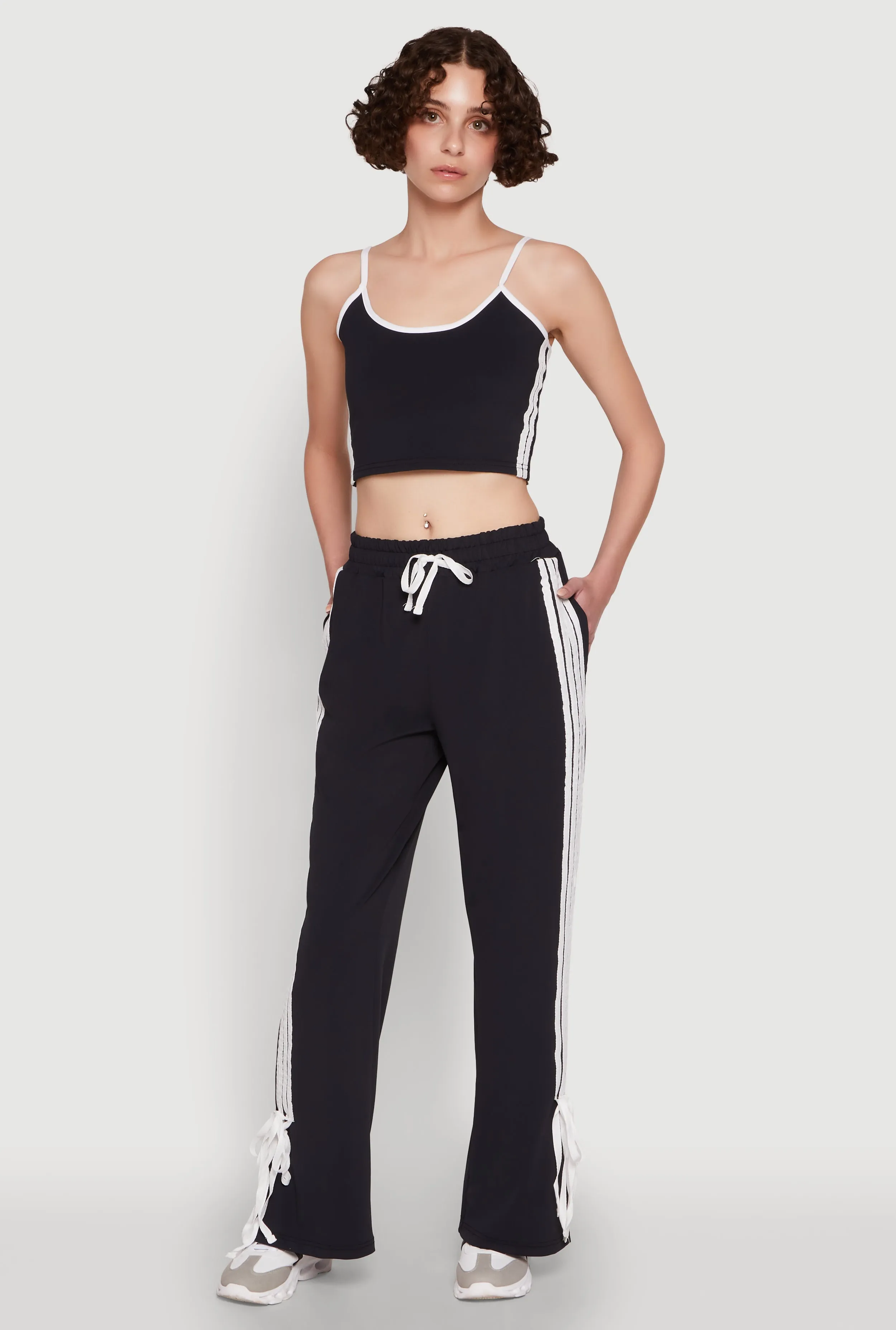 Stylish Varsity Stripe Active Pants with Side Slits sold by Rainbow