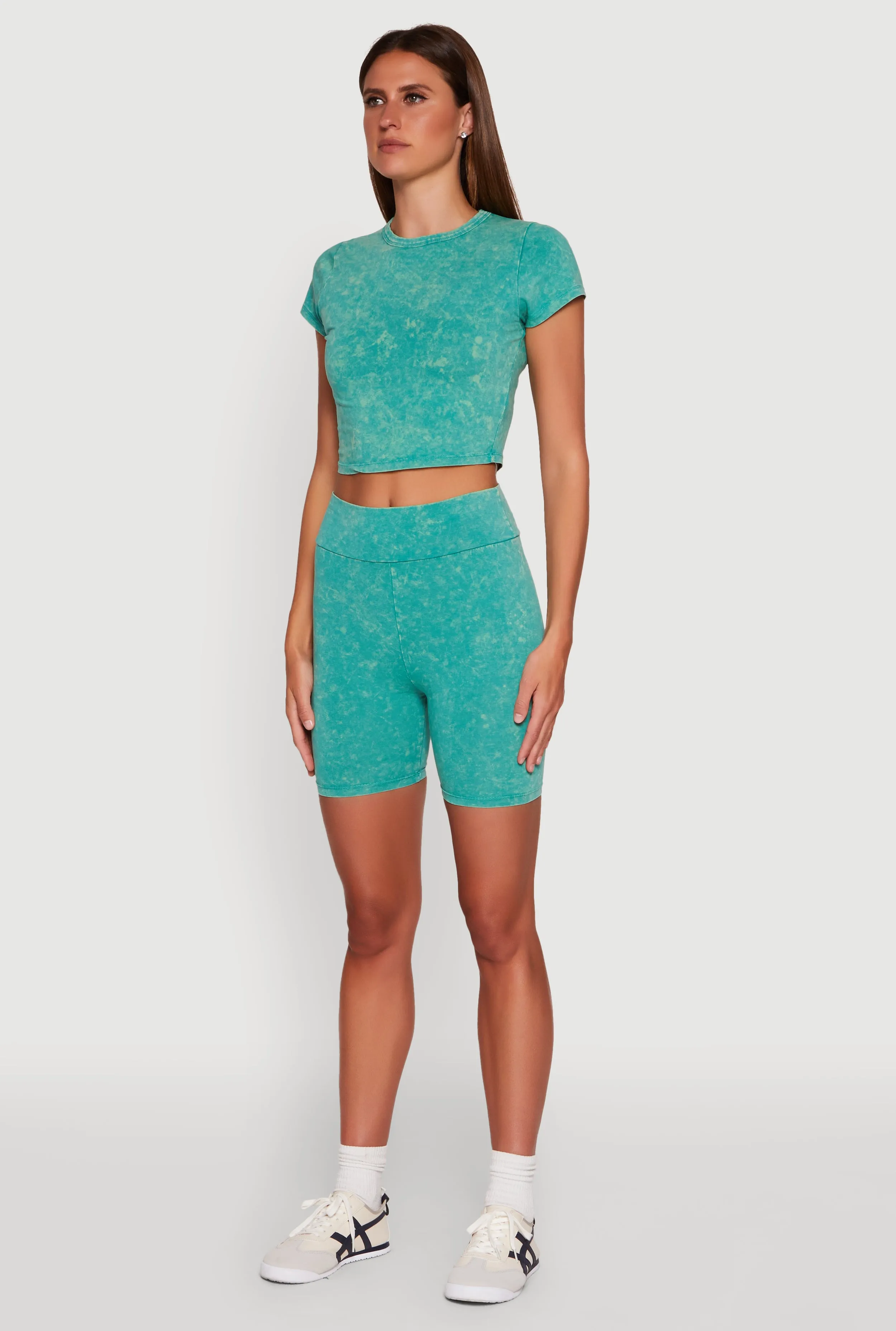 Trendy Acid Wash Crew Neck Cropped Tee sold by Rainbow product image thumbnail 5