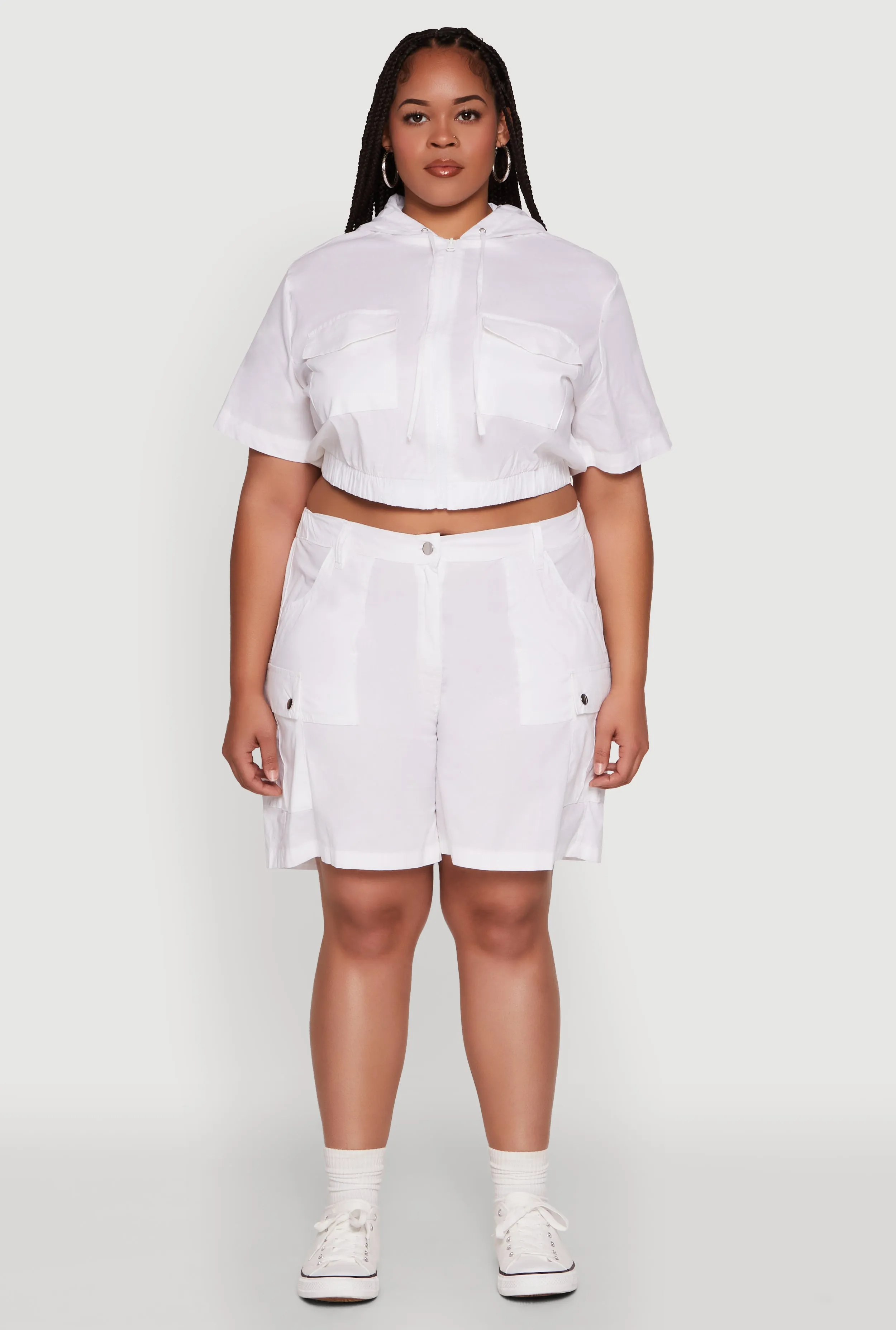 Plus Size Stylish High Waisted Cargo Shorts sold by Rainbow