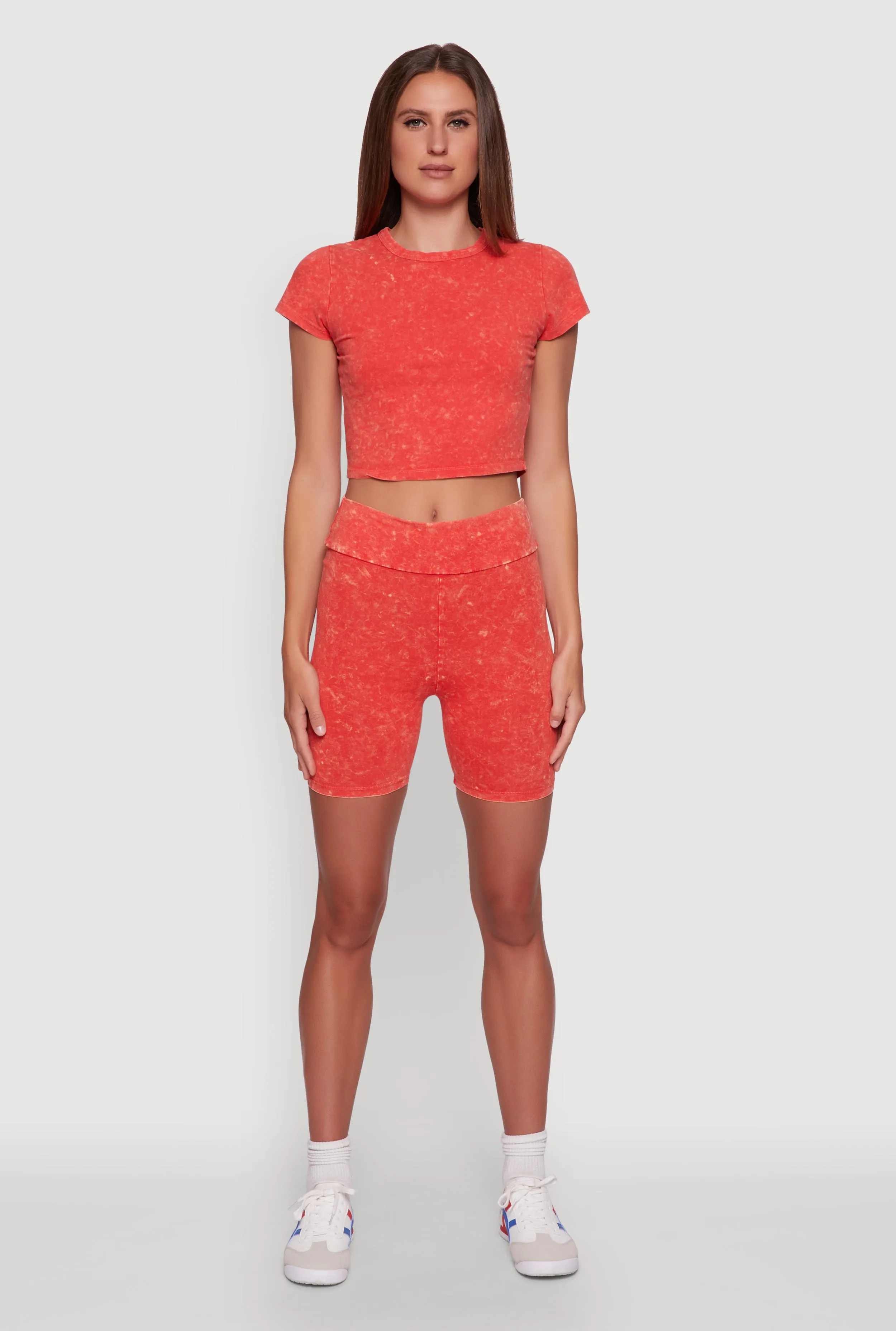 Trendy Acid Wash Crew Neck Cropped Tee sold by Rainbow product image thumbnail 2