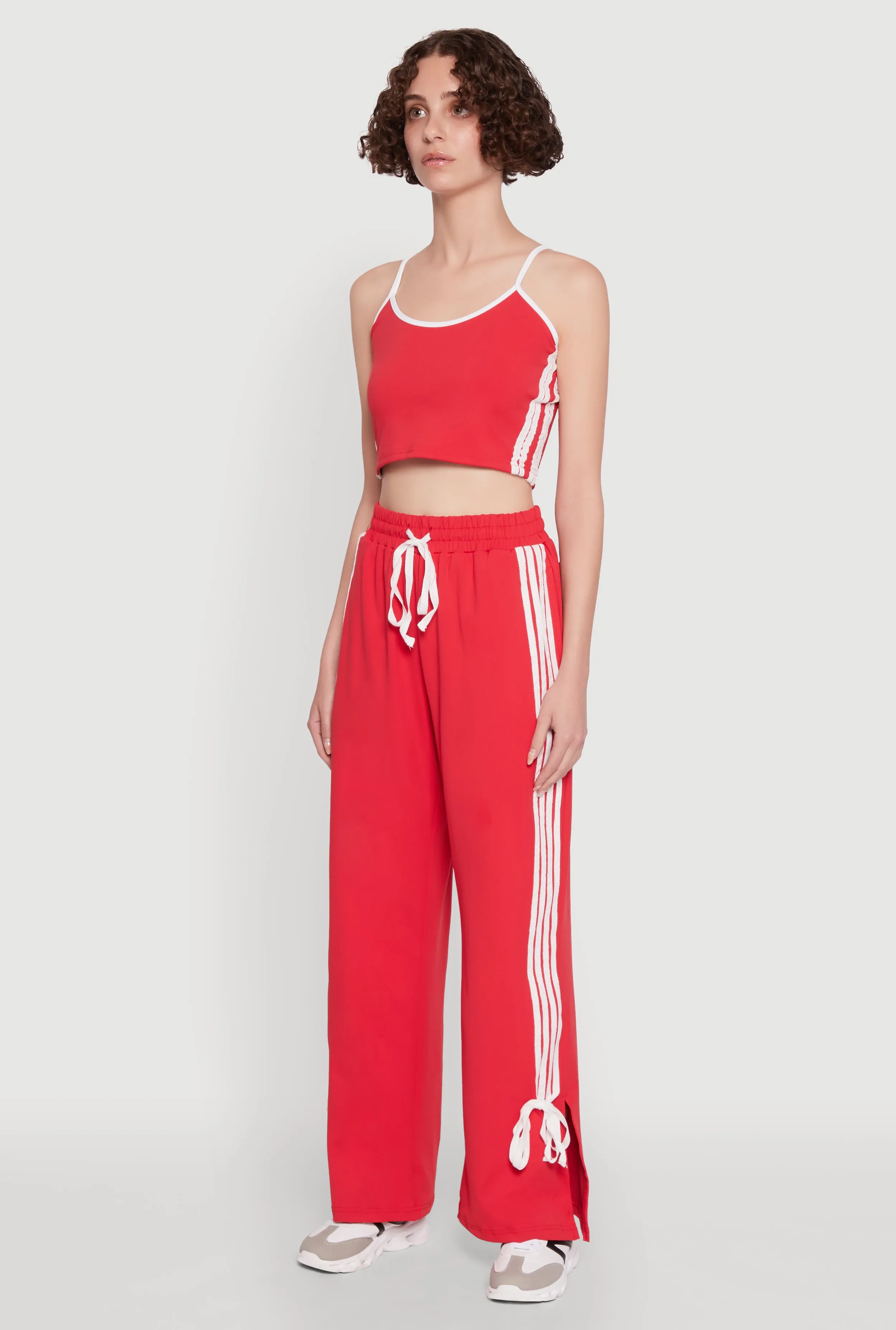 Stylish Contrast Trim Cropped Cami with Varsity Stripes sold by Rainbow product image thumbnail 5