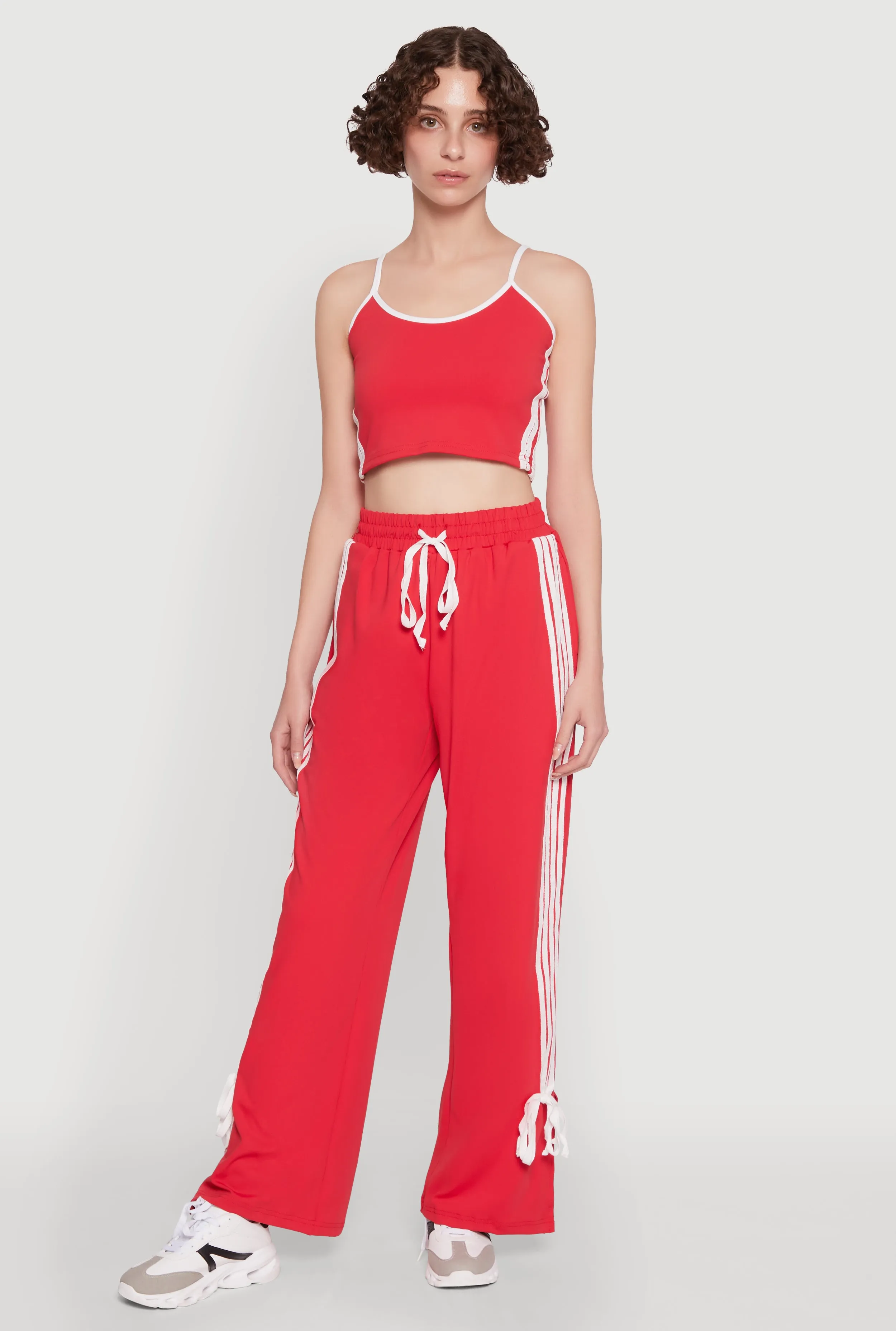 Stylish Contrast Trim Cropped Cami with Varsity Stripes sold by Rainbow product image thumbnail 2