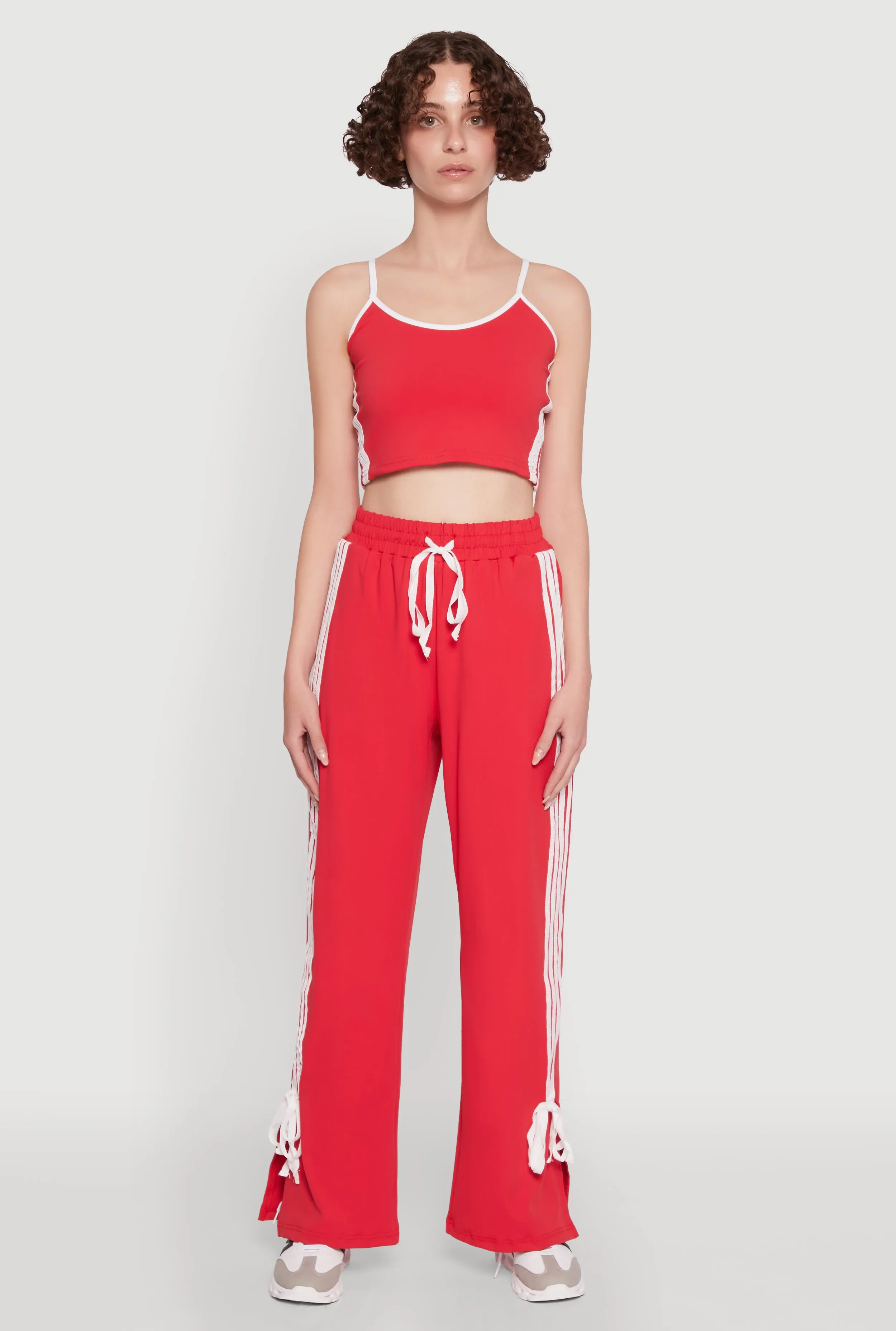 Stylish Contrast Trim Cropped Cami with Varsity Stripes sold by Rainbow product image thumbnail 3