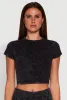 Trendy Acid Wash Crew Neck Cropped Tee sold by Rainbow