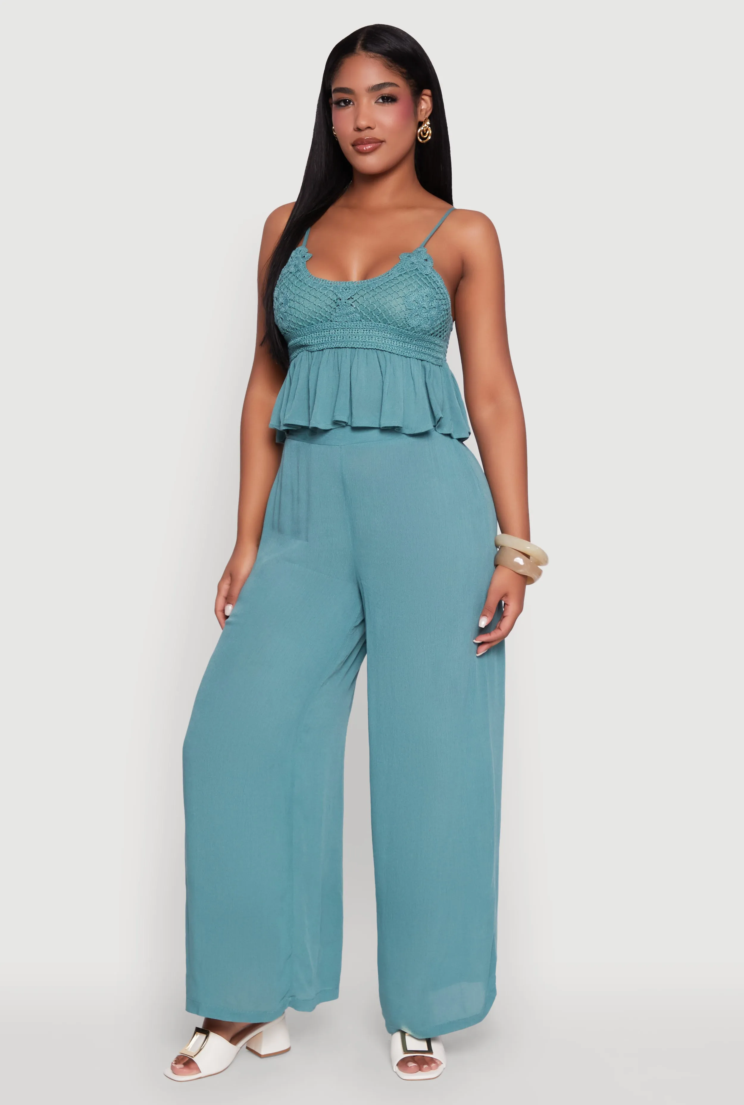 Stylish Gauze Knit High Waisted Palazzo Pants sold by Rainbow