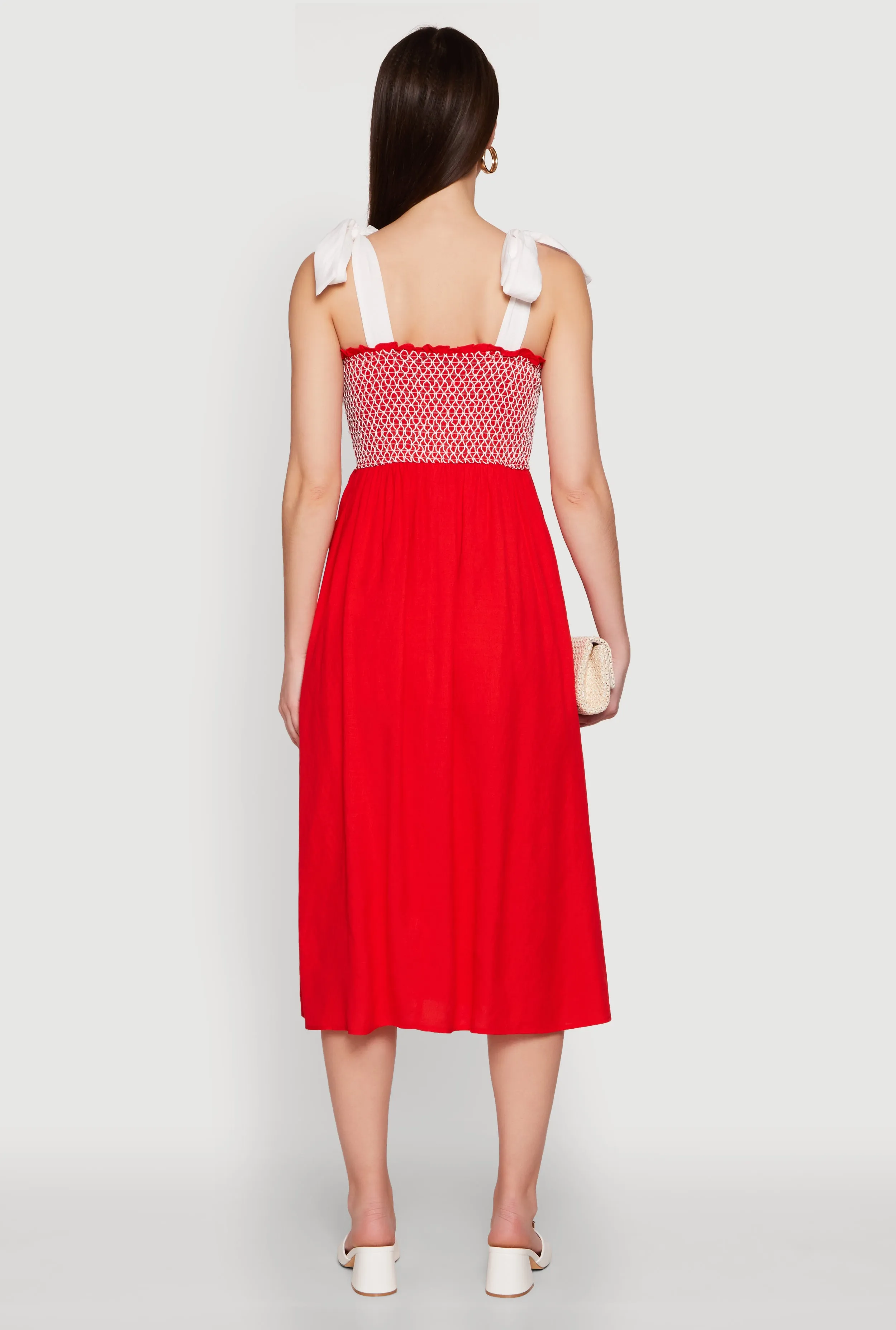 Tie Shoulder Fishnet Detail Midi Dress sold by Rainbow product image thumbnail 5