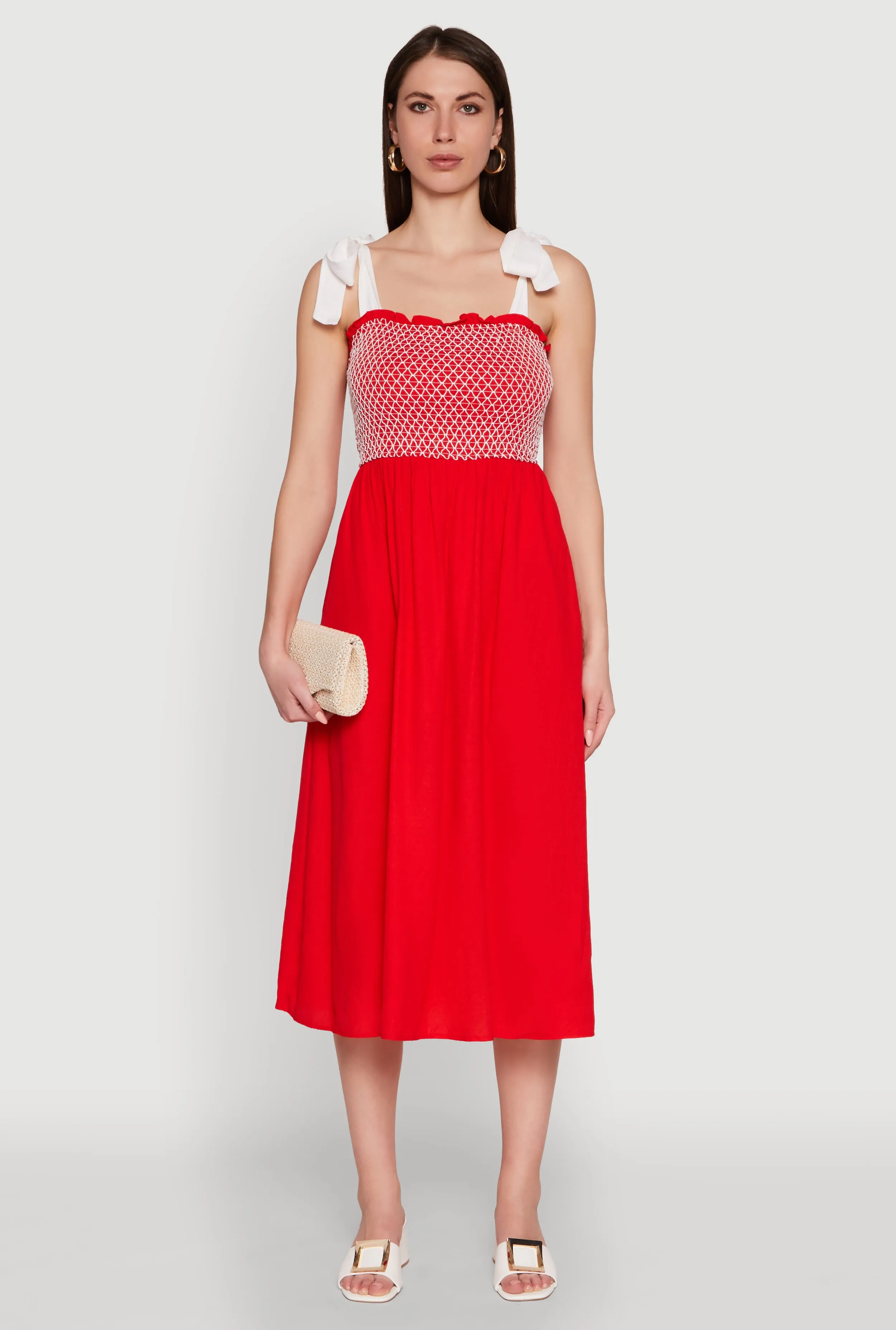 Tie Shoulder Fishnet Detail Midi Dress sold by Rainbow product image thumbnail 2