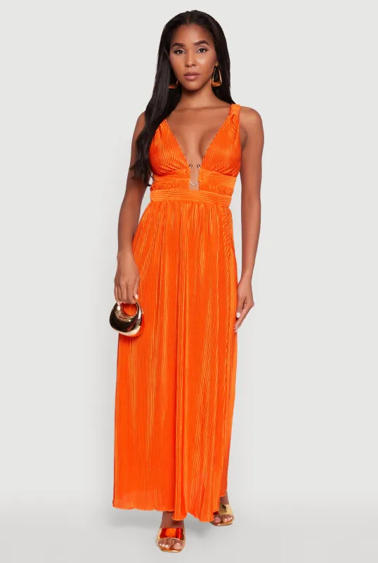 Elegant Sleeveless Plisse Empire Waist Dress sold by Rainbow