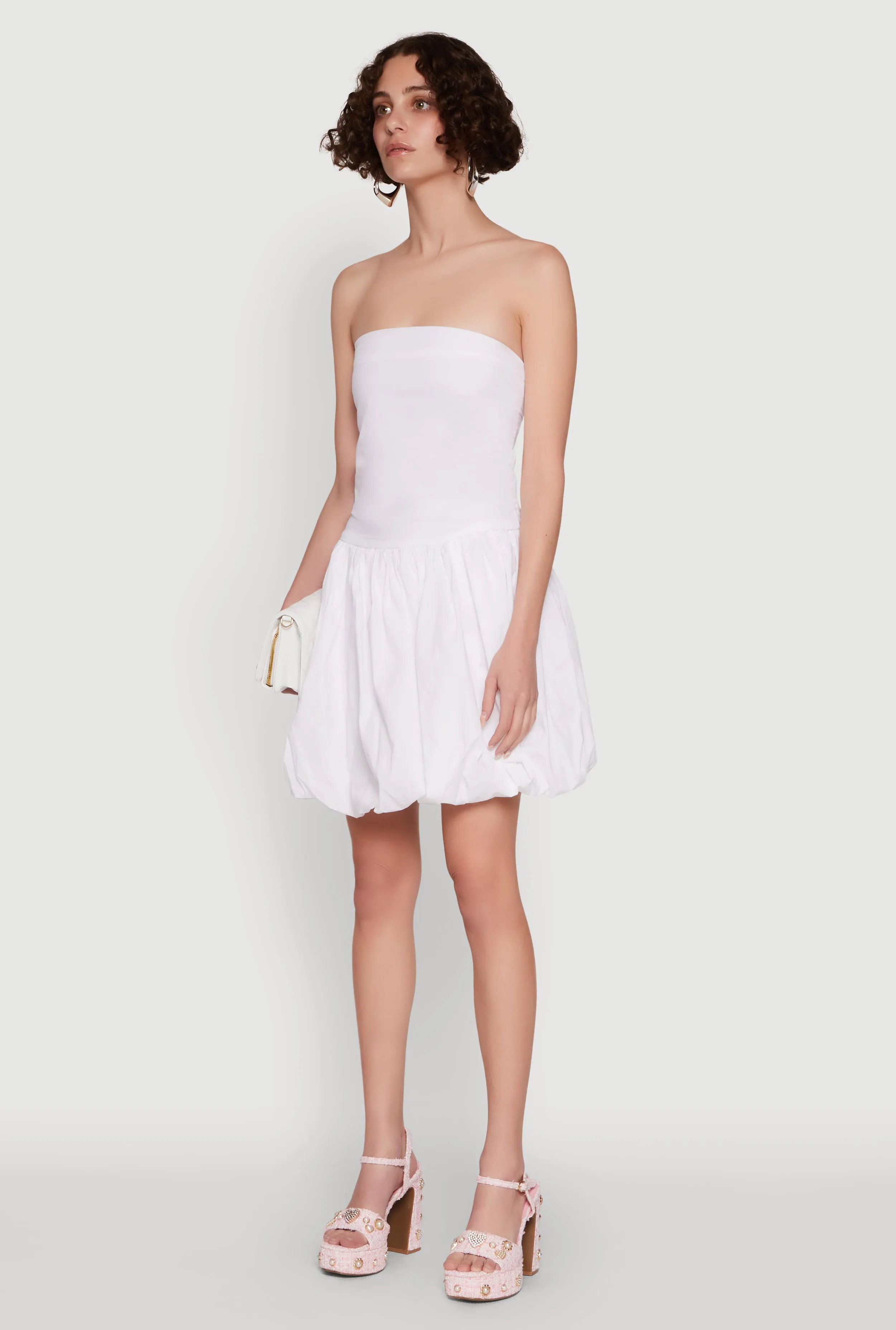 Chic Strapless Poplin Dress with Bubble Hem and Tie Back sold by Rainbow product image thumbnail 3