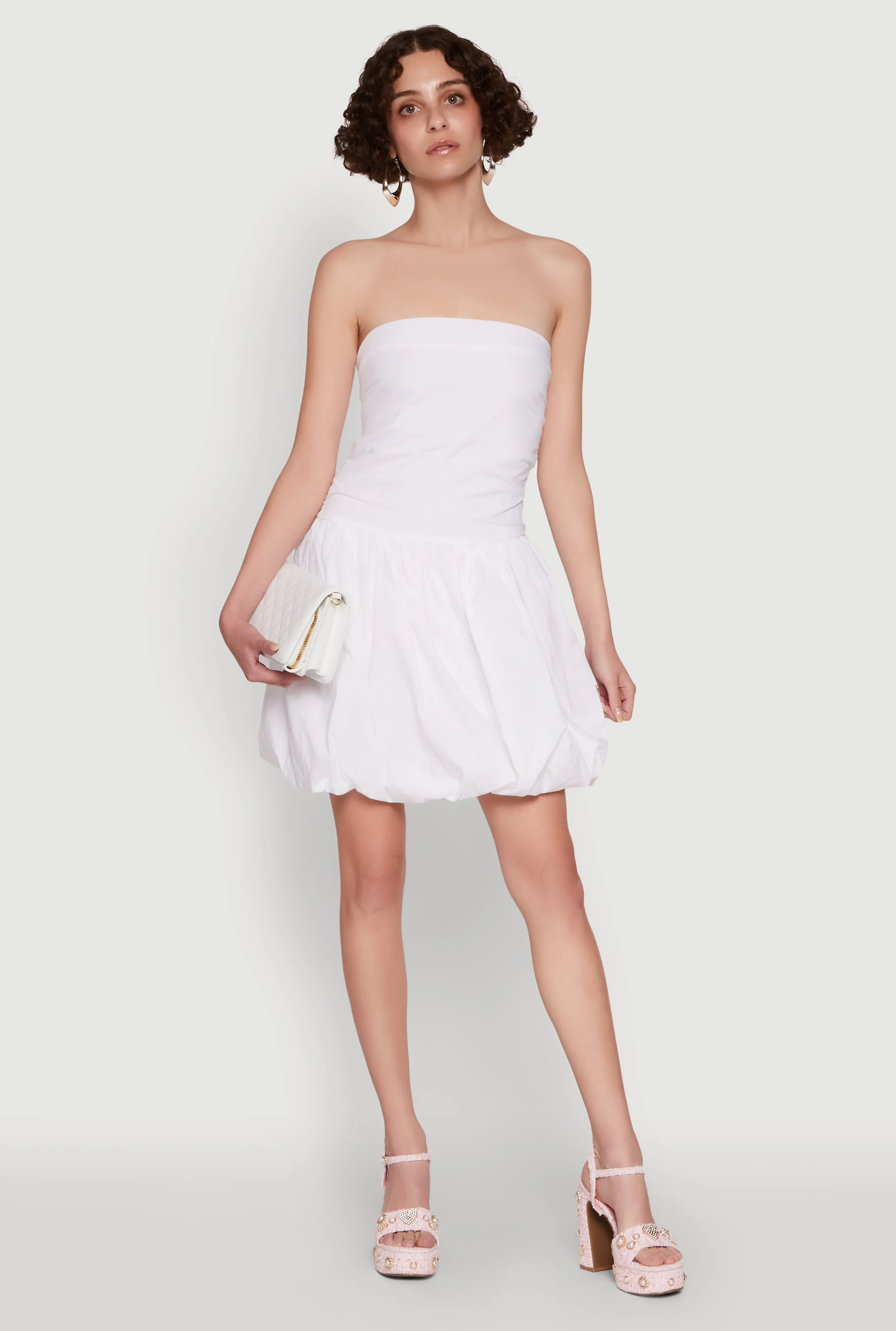 Chic Strapless Poplin Dress with Bubble Hem and Tie Back sold by Rainbow product image thumbnail 2