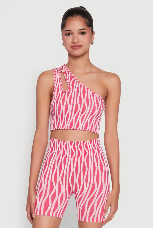 Stylish One Shoulder Sleeveless Top with Keyhole Seamless Design sold by Rainbow