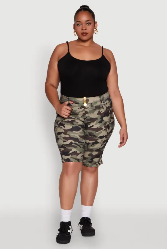 Plus Size Trendy High Waisted Bermuda Shorts sold by Rainbow
