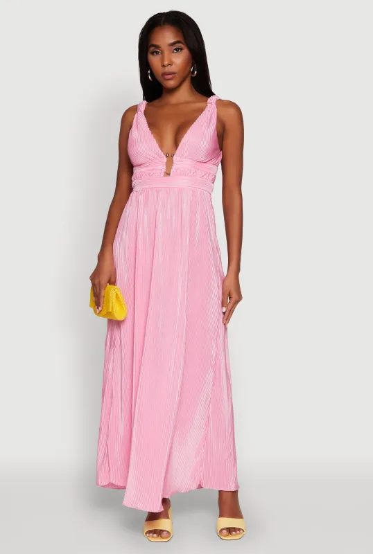 Elegant Sleeveless Plisse Empire Waist Dress sold by Rainbow