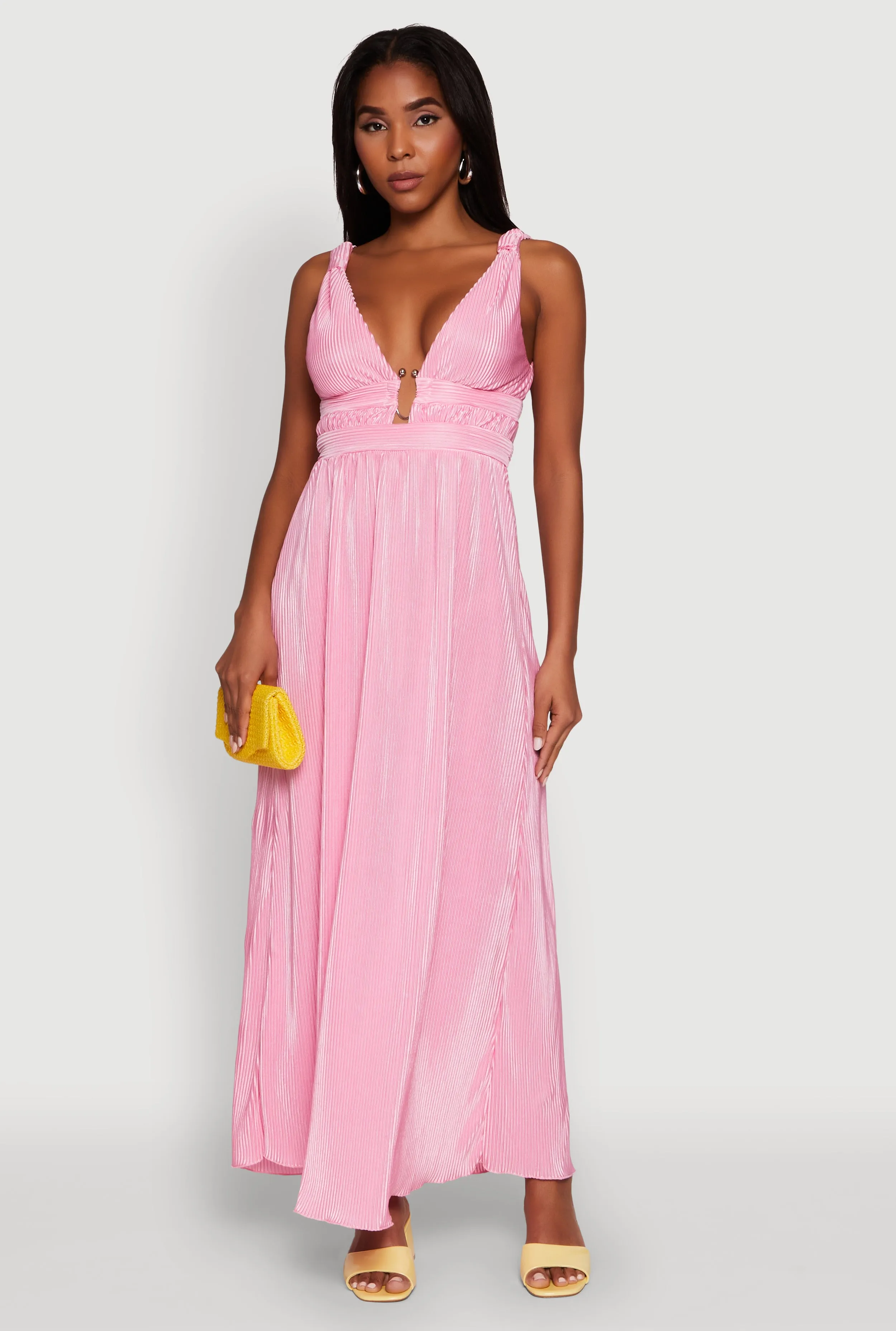 Elegant Sleeveless Plisse Empire Waist Dress sold by Rainbow