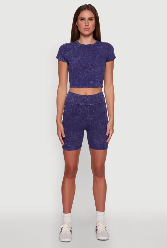 Trendy Acid Wash Bike Shorts sold by Rainbow