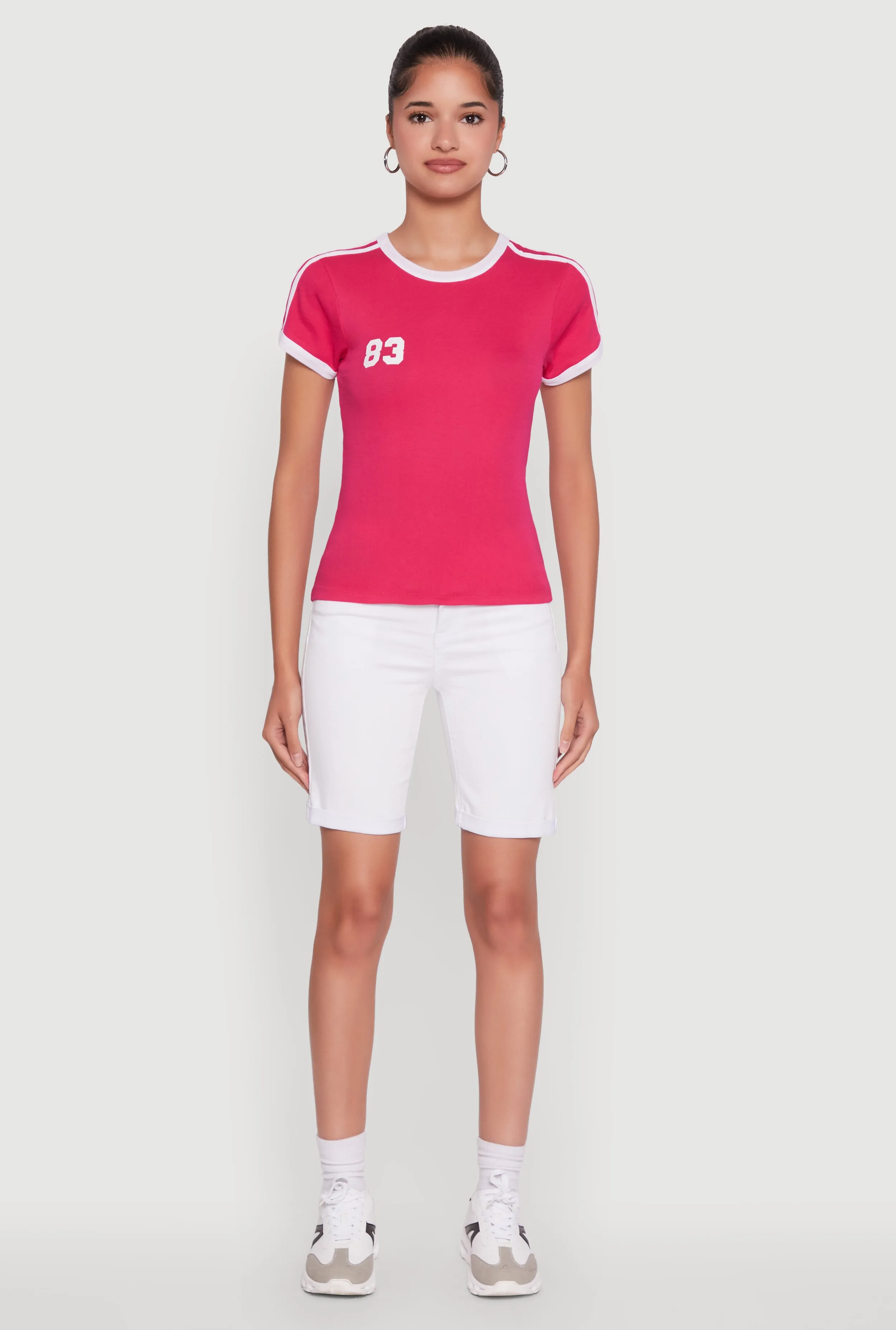 Stylish 83 Graphic Contrast Trim Cotton Jersey Tee sold by Rainbow product image thumbnail 3