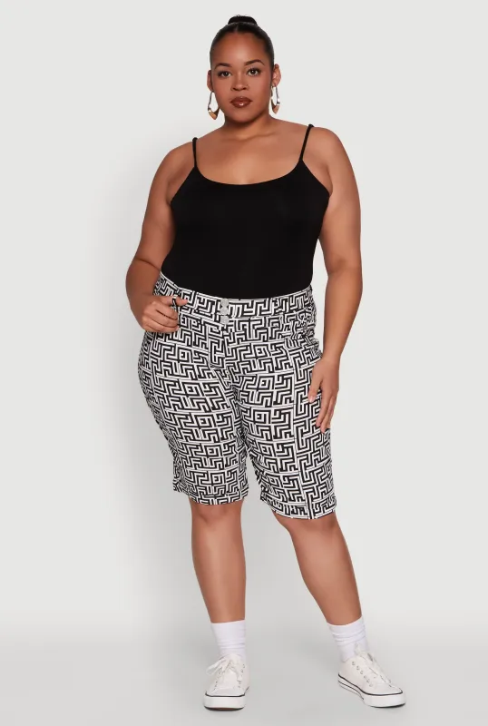 Plus Size Trendy High Waisted Bermuda Shorts sold by Rainbow