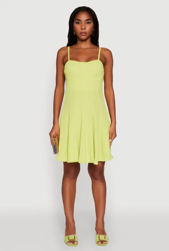 Trendy Crepe Knit Padded Bustier Skater Dress sold by Rainbow