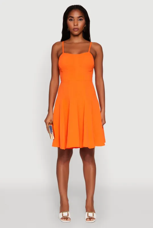 Trendy Crepe Knit Padded Bustier Skater Dress sold by Rainbow