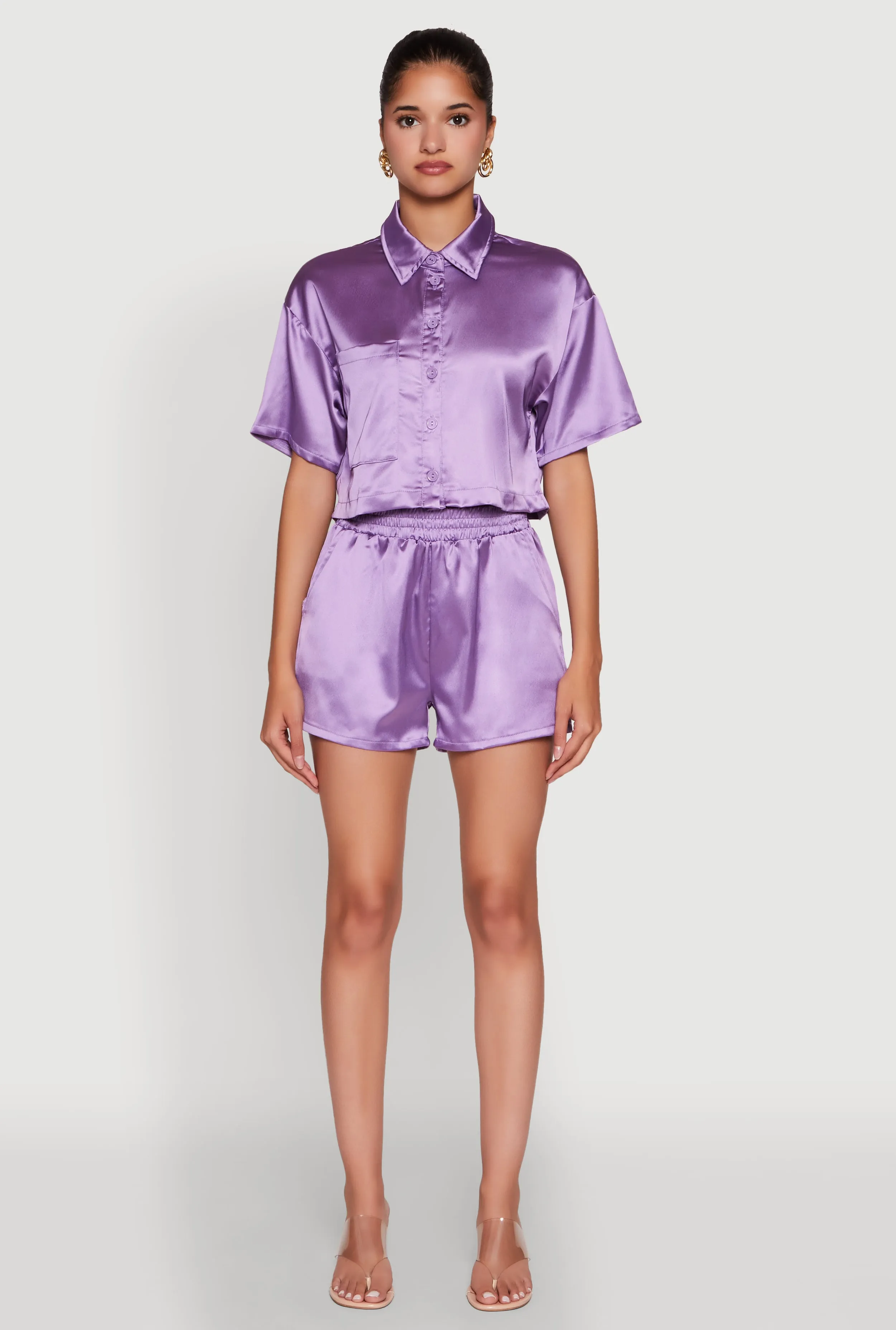 Chic Satin High Waisted Shorts sold by Rainbow