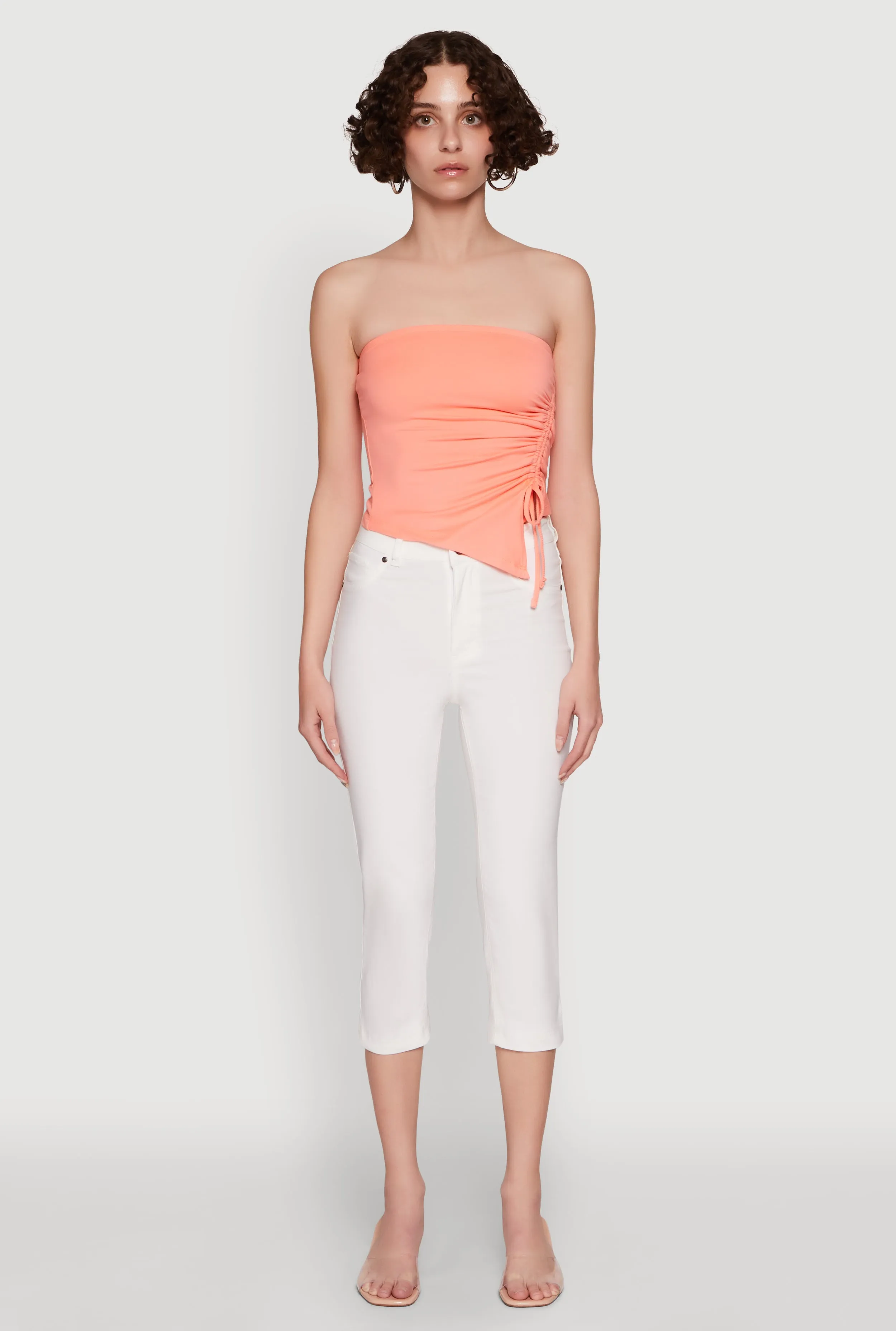 Chic Tube Top with Ruching and Asymmetrical Design sold by Rainbow